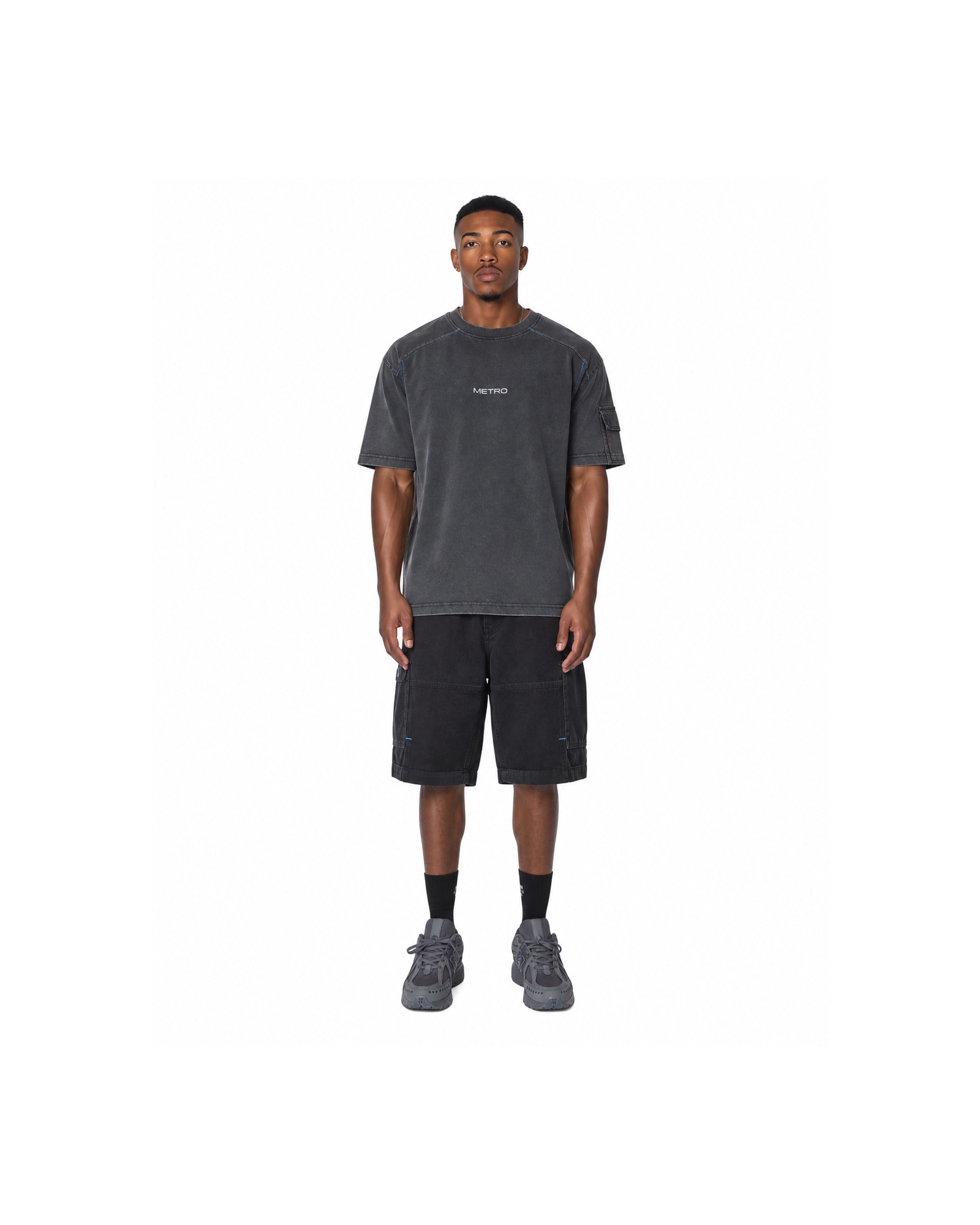 METRO Asphalt Echo Oversized Tee front product view on a white background
