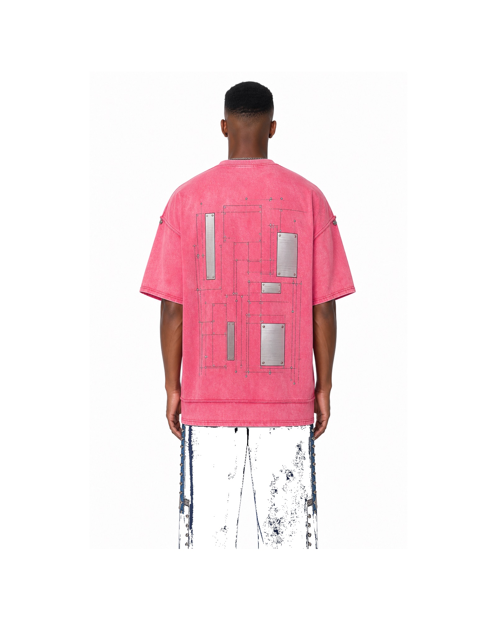 METRO Pink Control Oversized Tee back product view on a white background