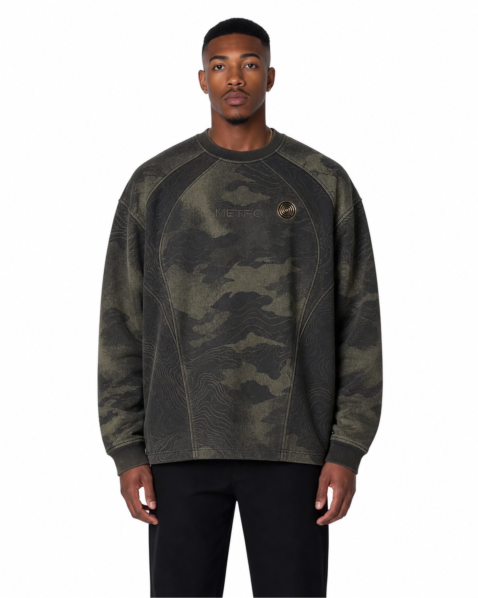 METRO Woodland Haze Crewneck front product view on a white background