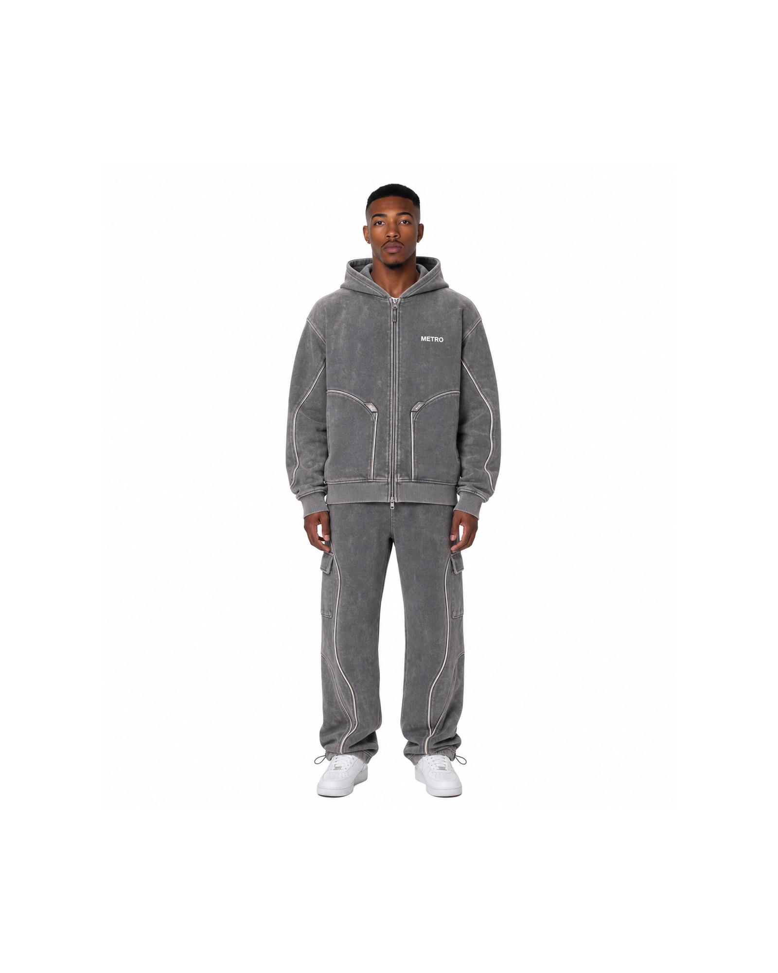 METRO Ash Circuit Zip Tracksuit front product view on a white background