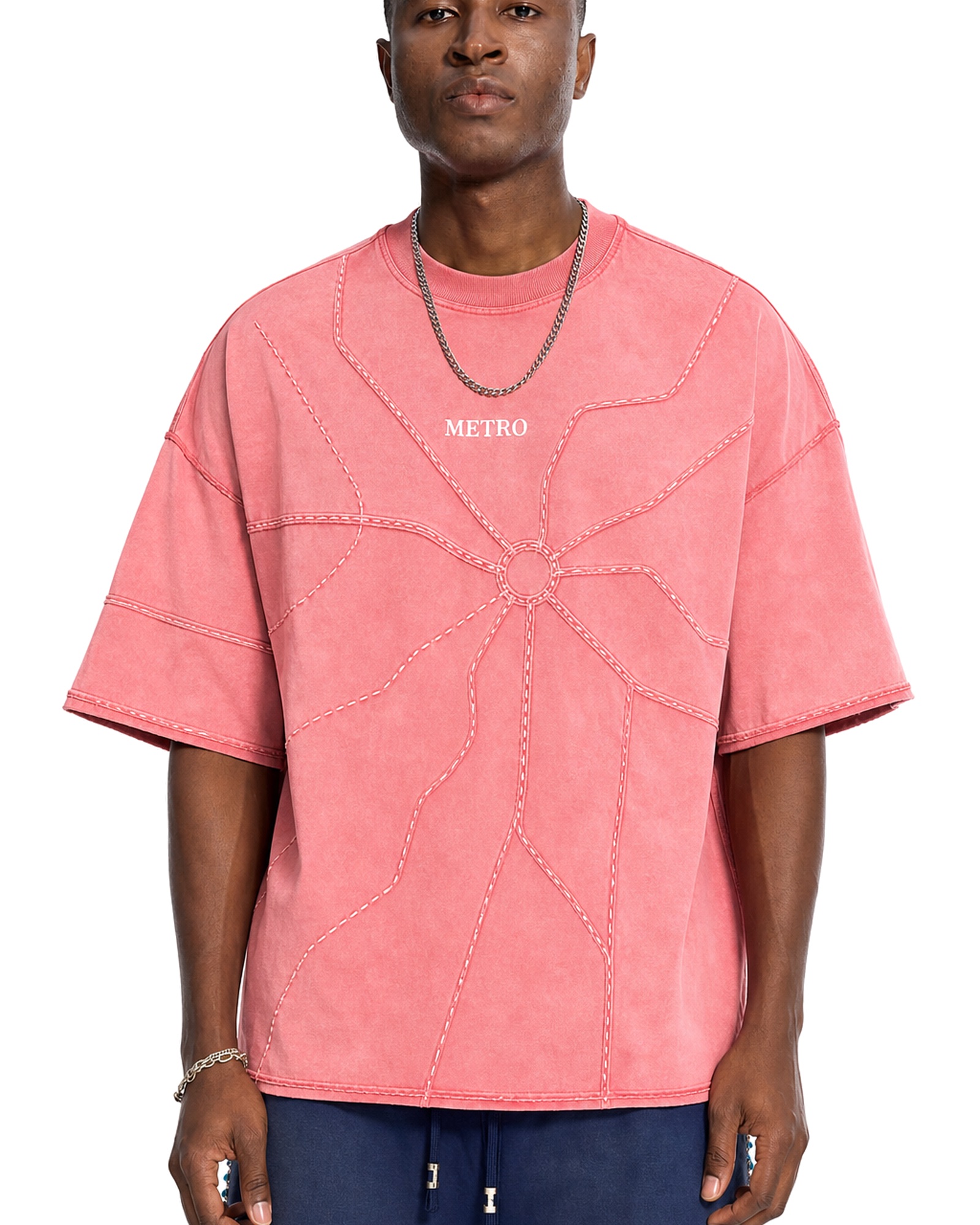 METRO Rose Circuit Oversized Tee front product view on a white background