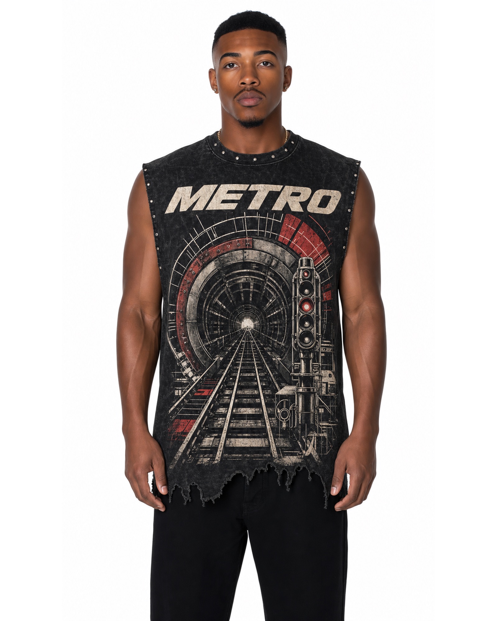 METRO Ferris Terminal Sleeveless Tee front product view on a white background