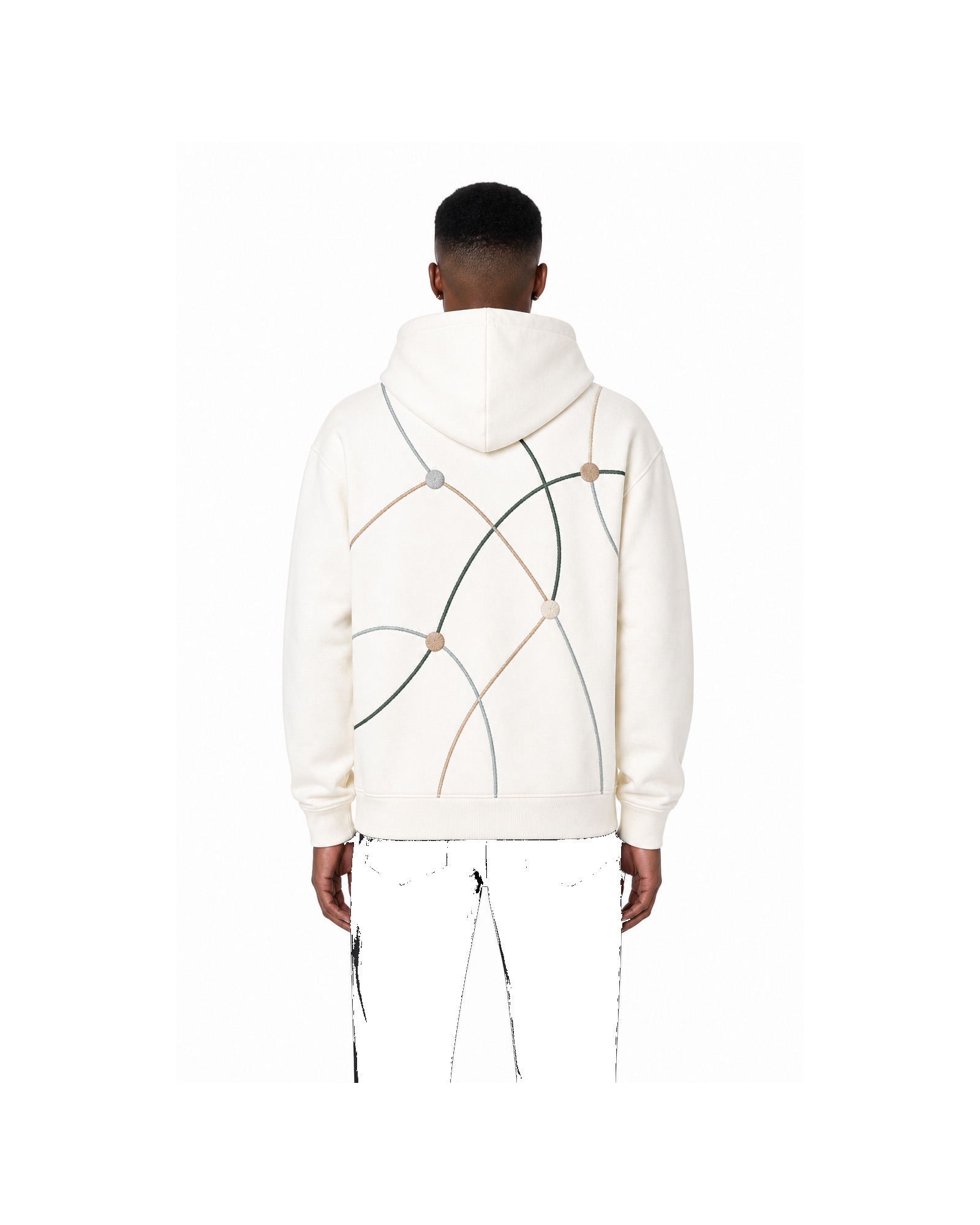 METRO Ivory Branchline Hoodie back product view on a white background