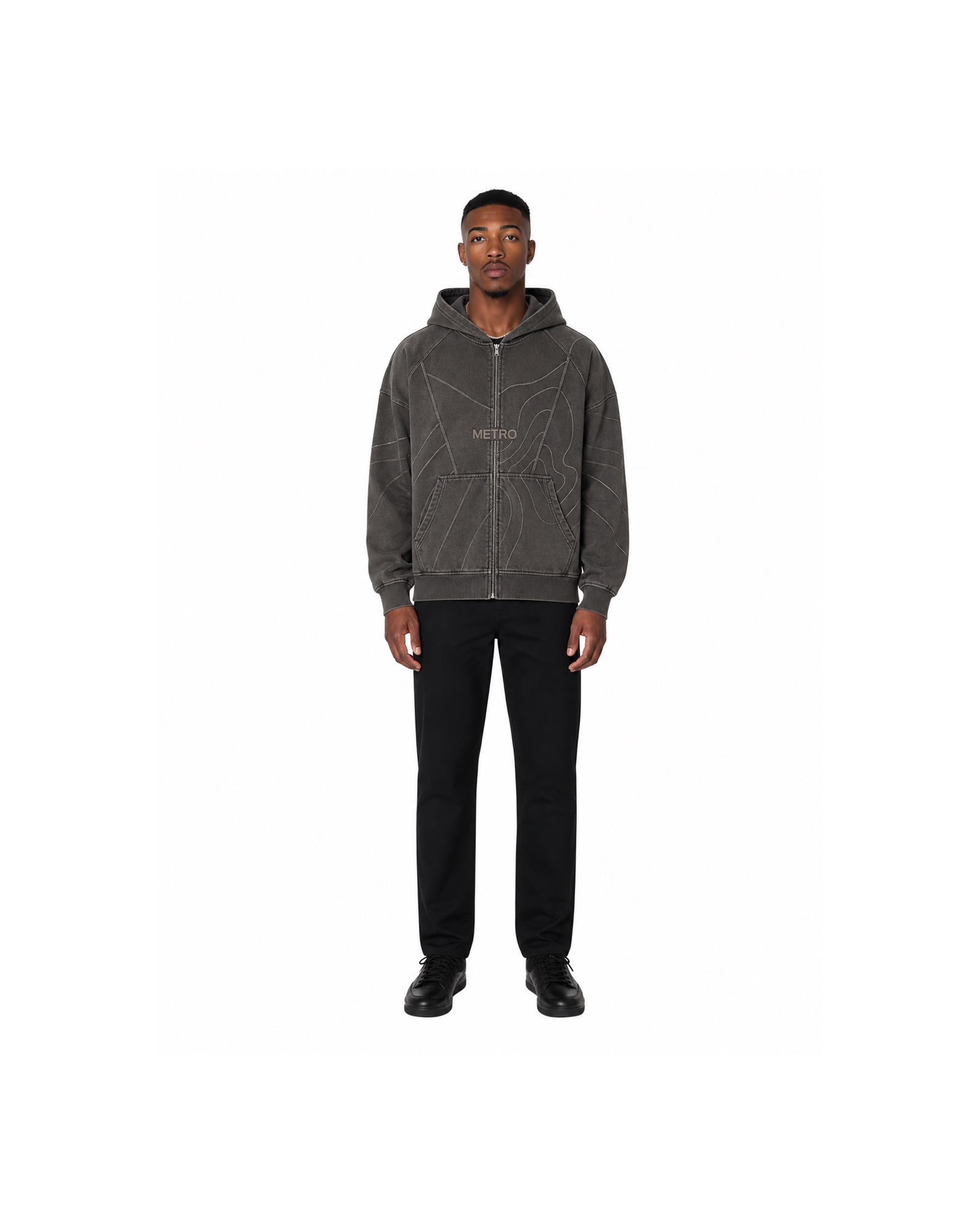 METRO Coal Relay Zip Hoodie front product view on a white background