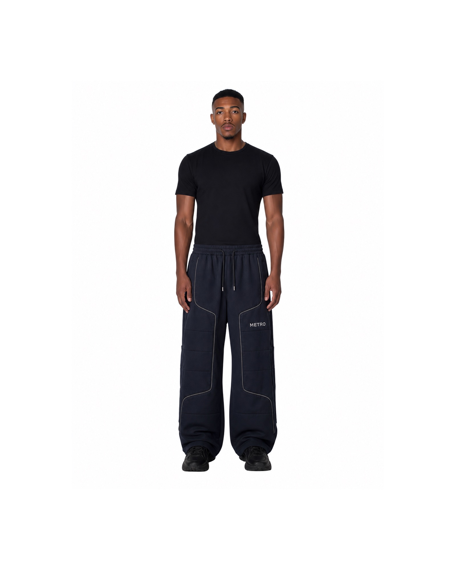 METRO Midnight Platform Sweatpants front product view on a white background