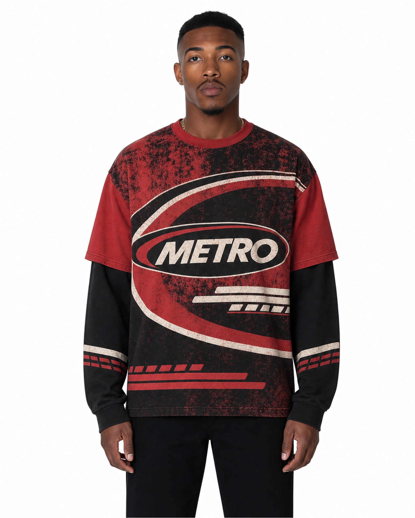 METRO Redline Circuit Long-Sleeve Jersey front product view on a white background