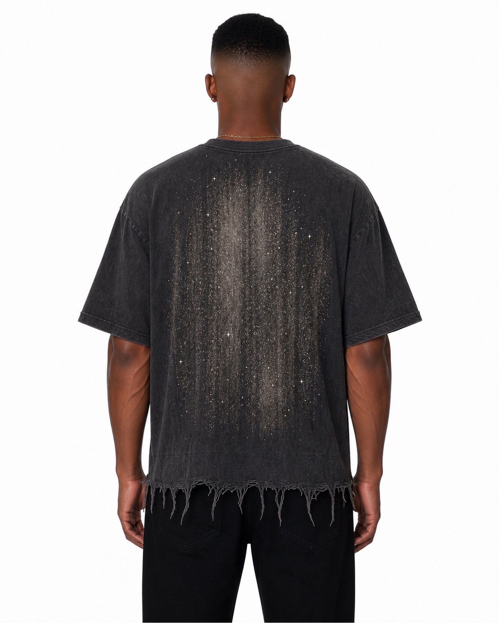 METRO Monolith Fringe Graphic Tee back product view on a white background