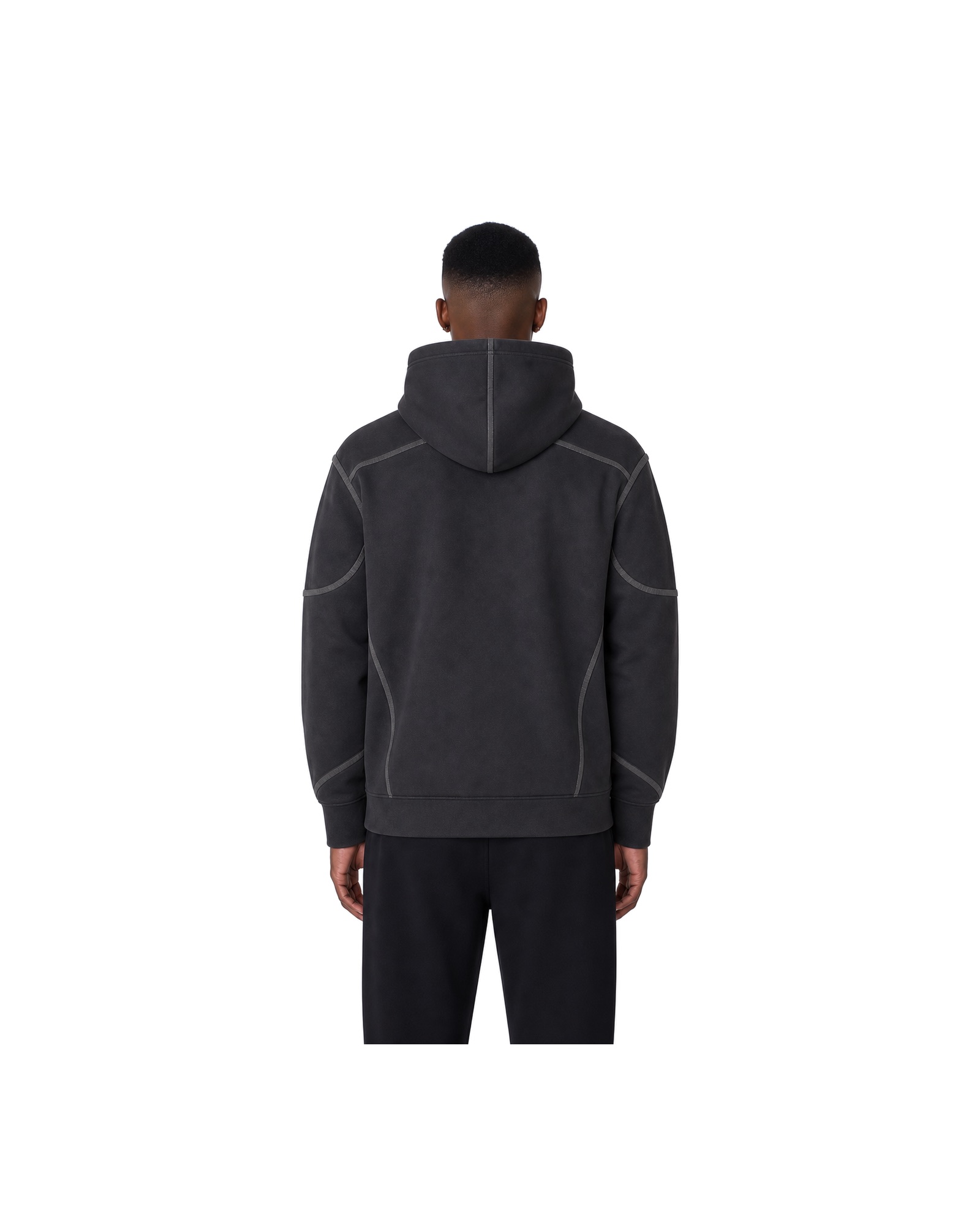 METRO Night Gate High-Neck Hoodie back product view on a white background