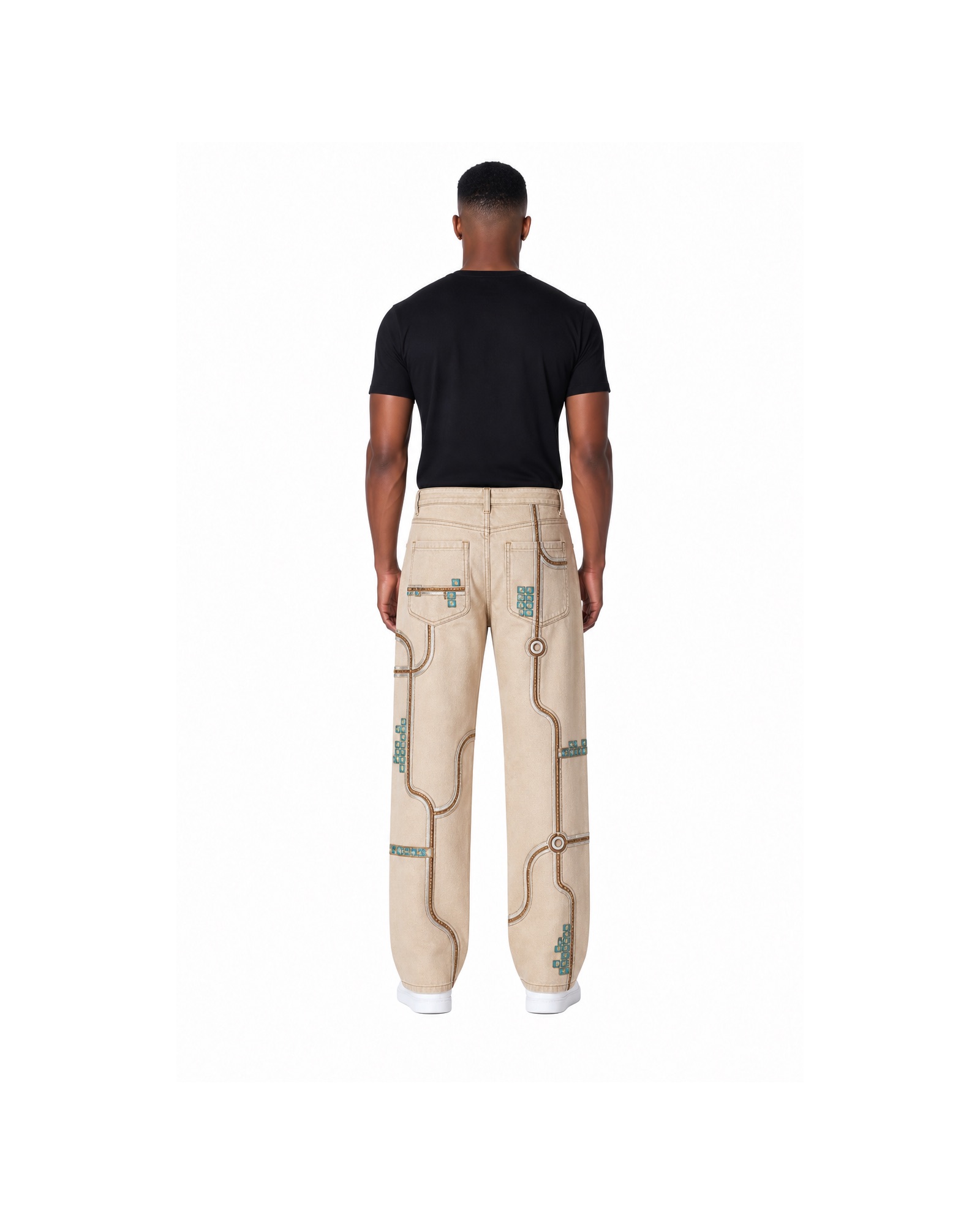 METRO Sand Circuit Cargo Jeans back product view on a white background