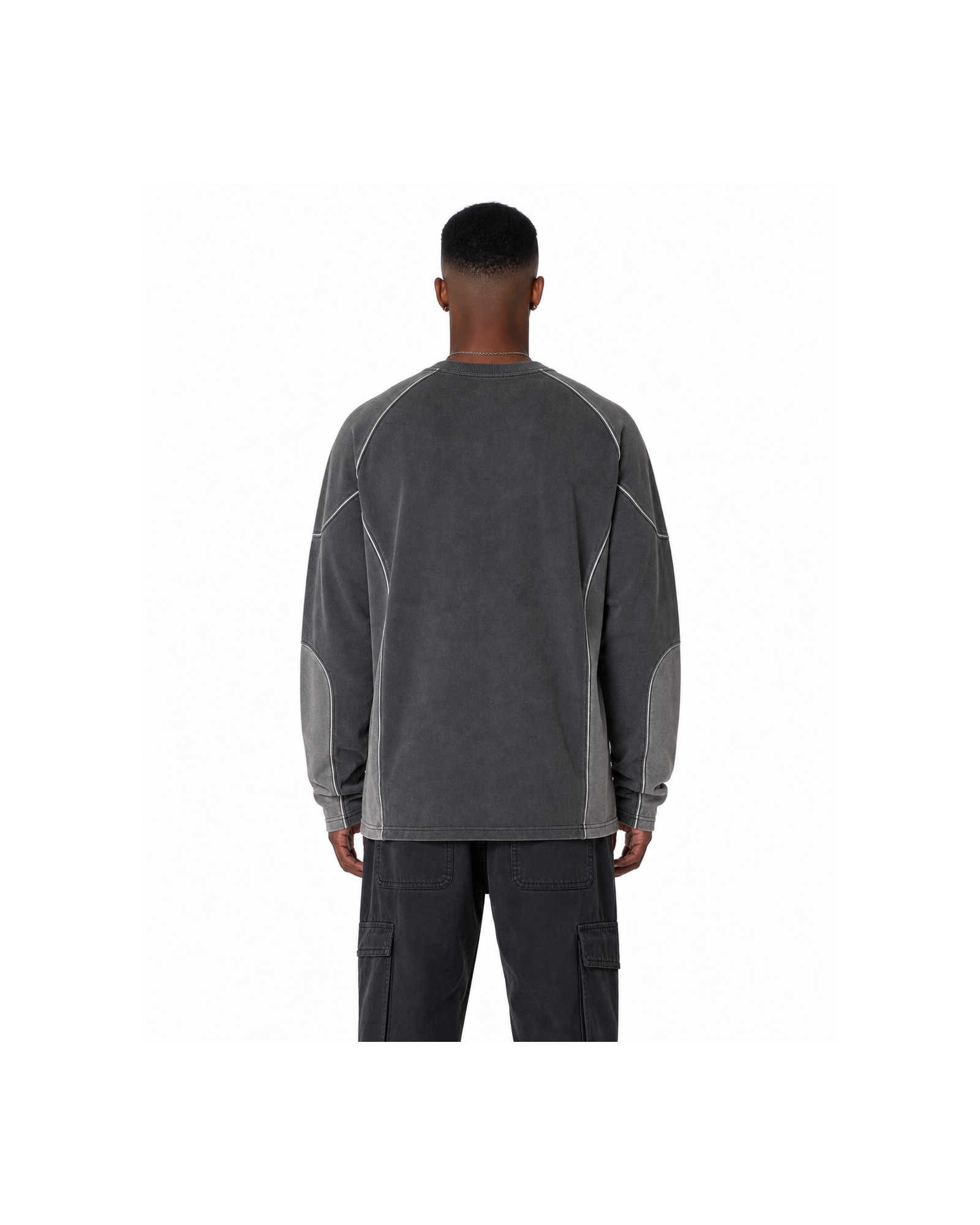 METRO Graphite Bay Long-Sleeve Tee back product view on a white background