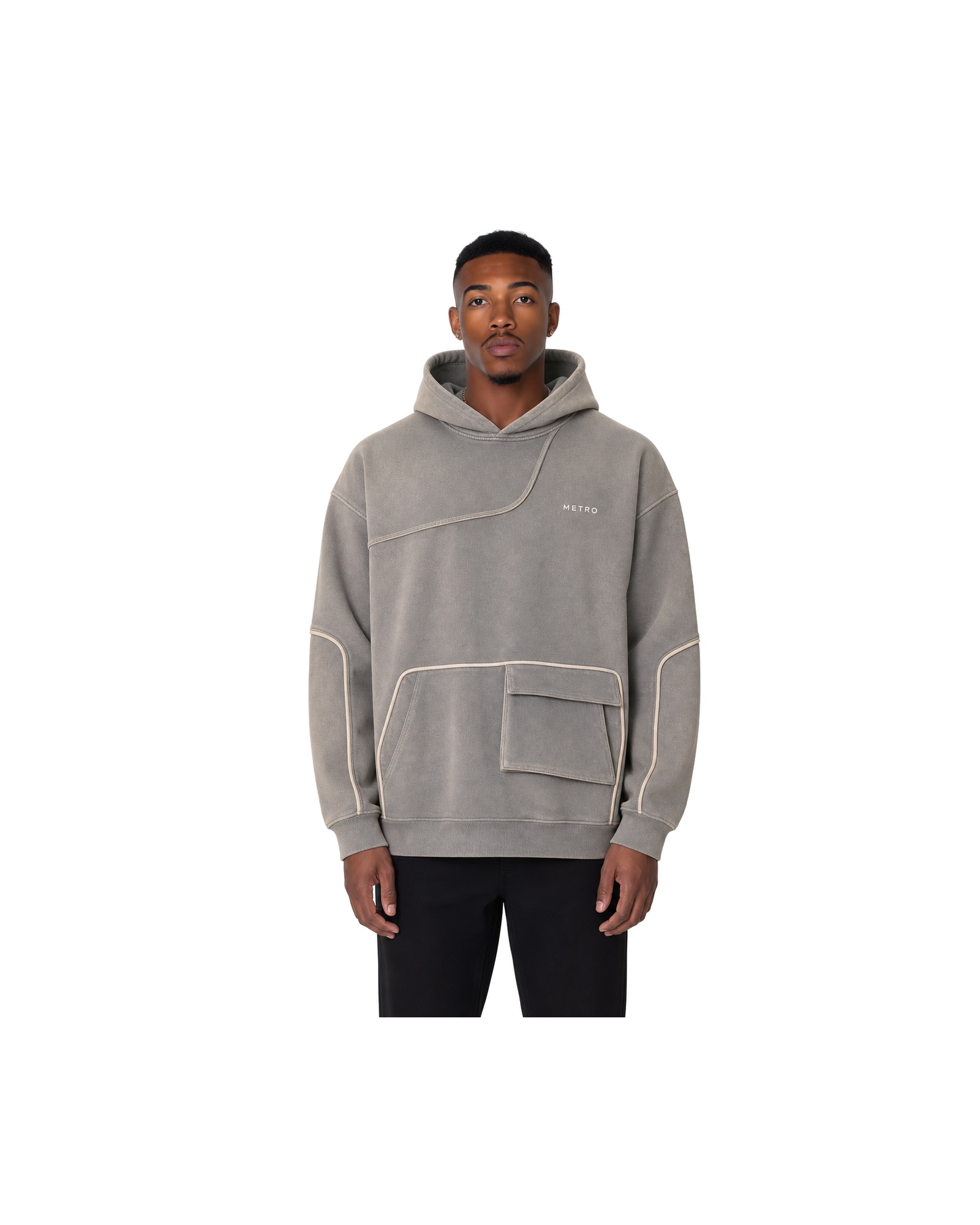METRO Concrete Drift Hoodie front product view on a white background