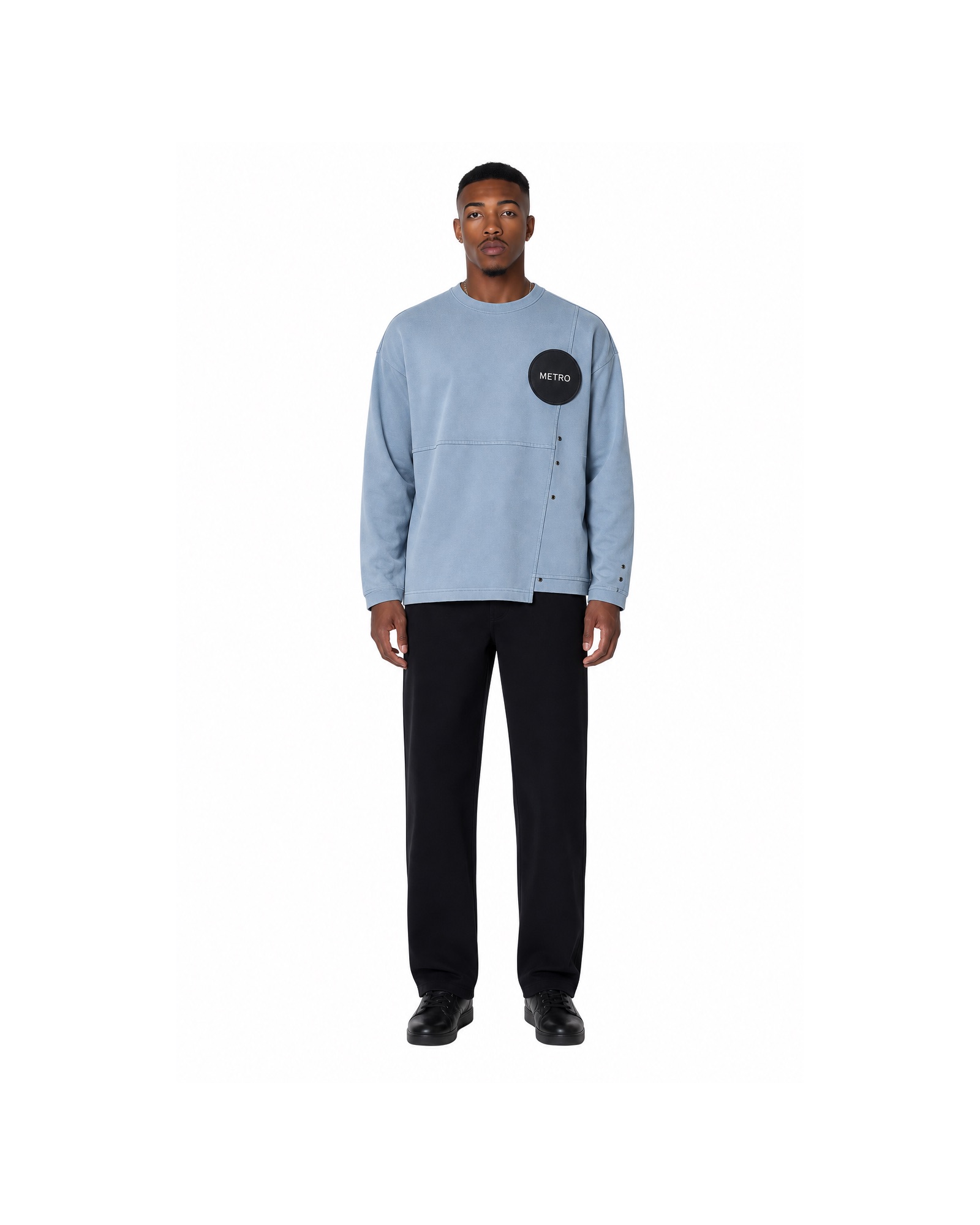 METRO Mist Badge Sweatshirt front product view on a white background