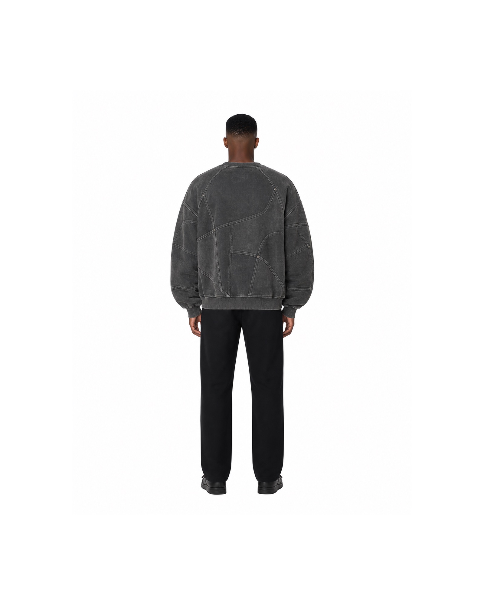 METRO Carbon Grid Crewneck back product view on a white background