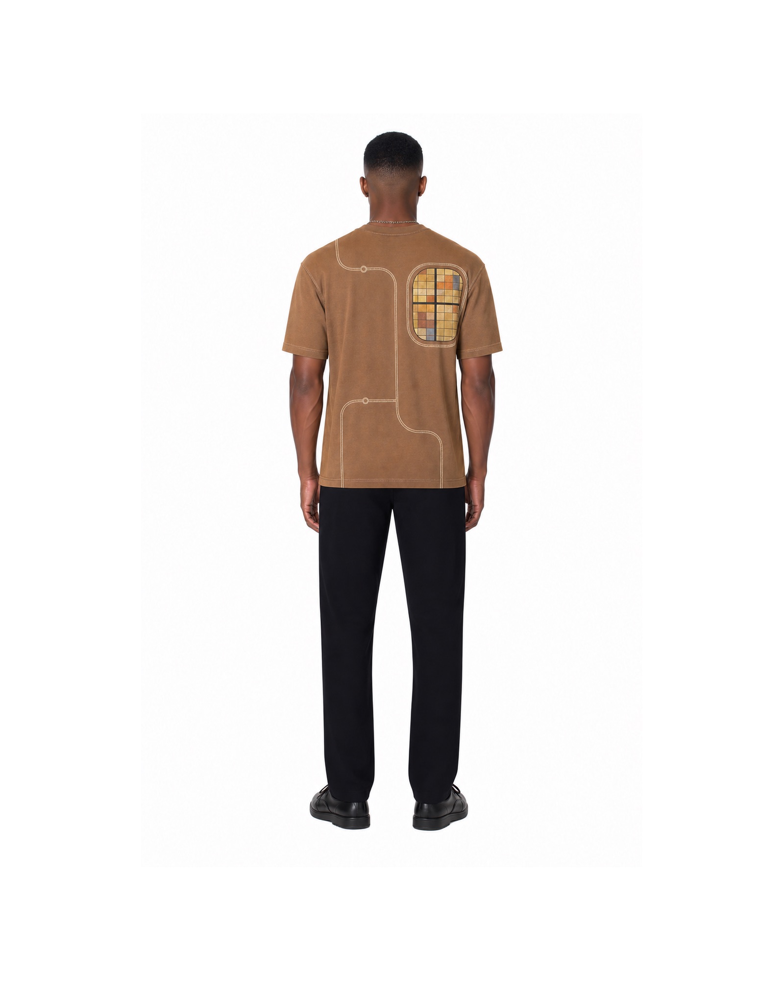 METRO Umber Grid Utility Tee back product view on a white background