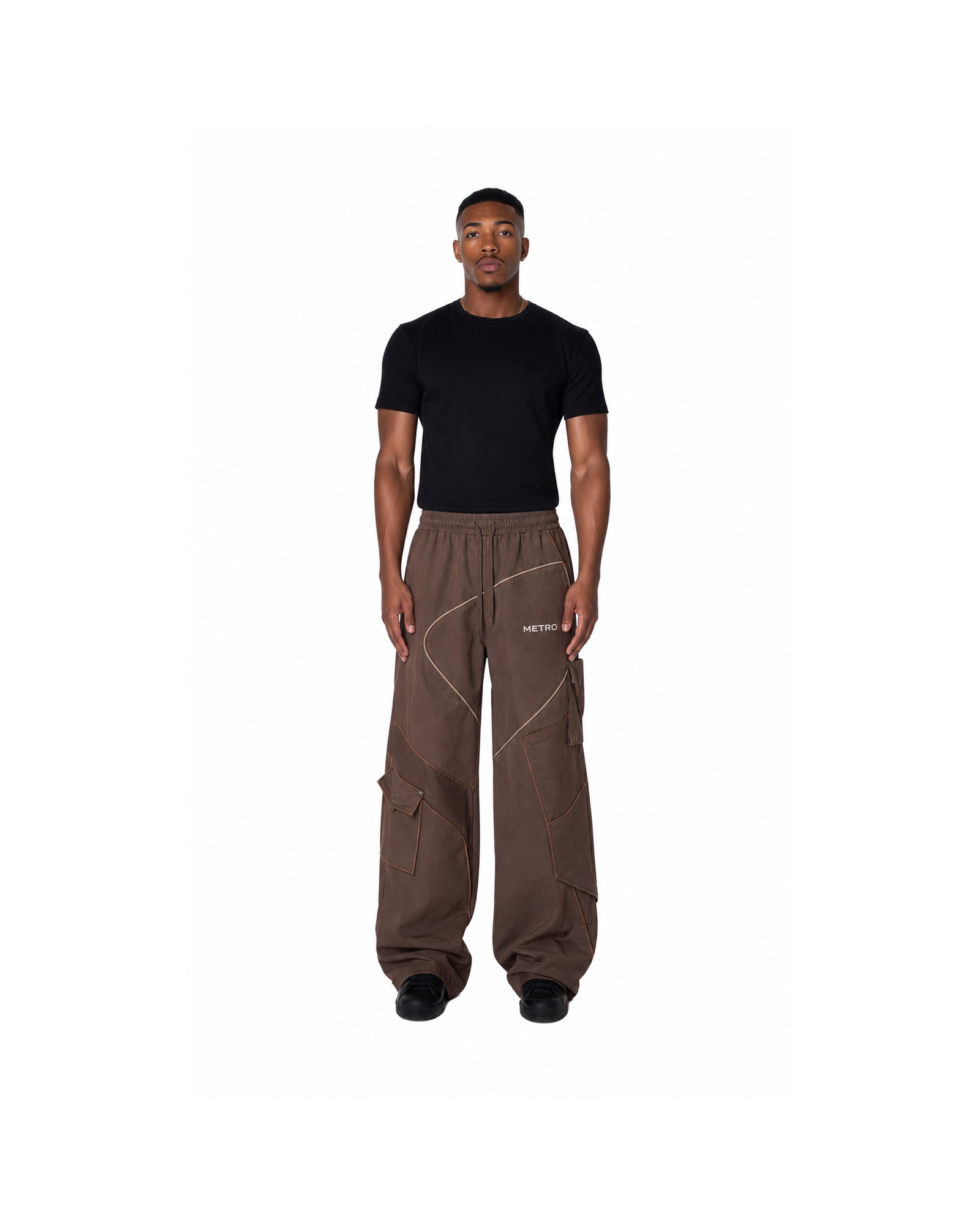 METRO Brown Spur Cargo Pants front product view on a white background