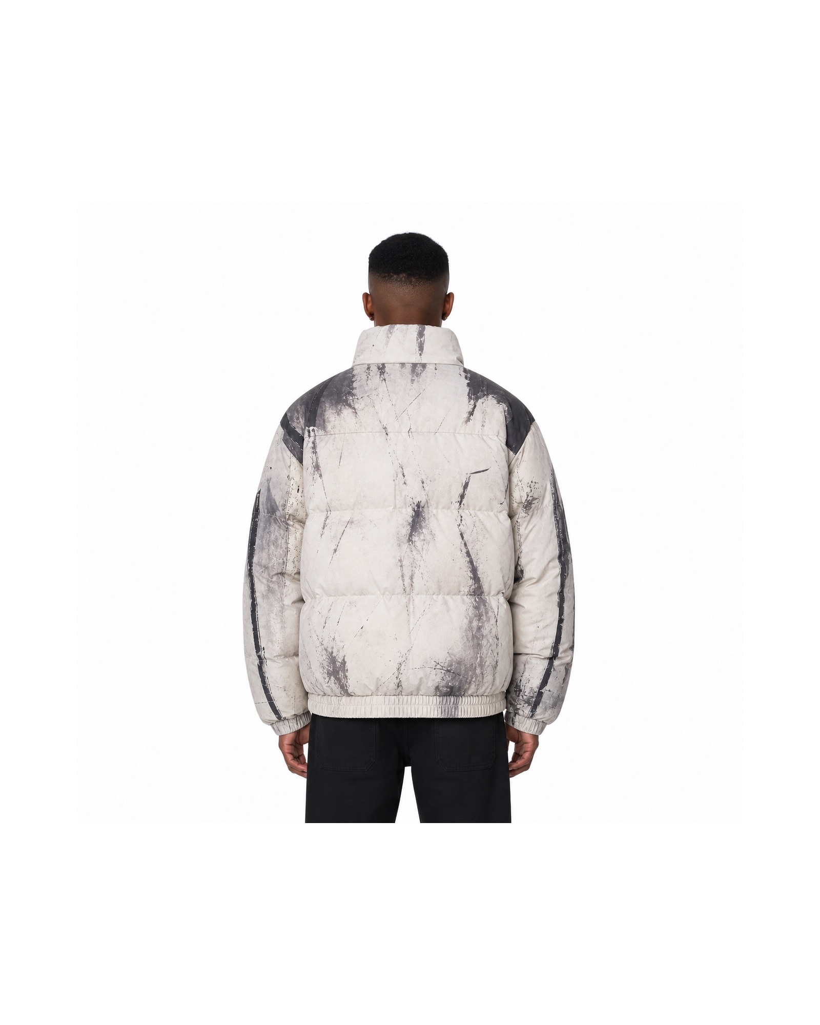 METRO Marble Transit Puffer Jacket back product view on a white background