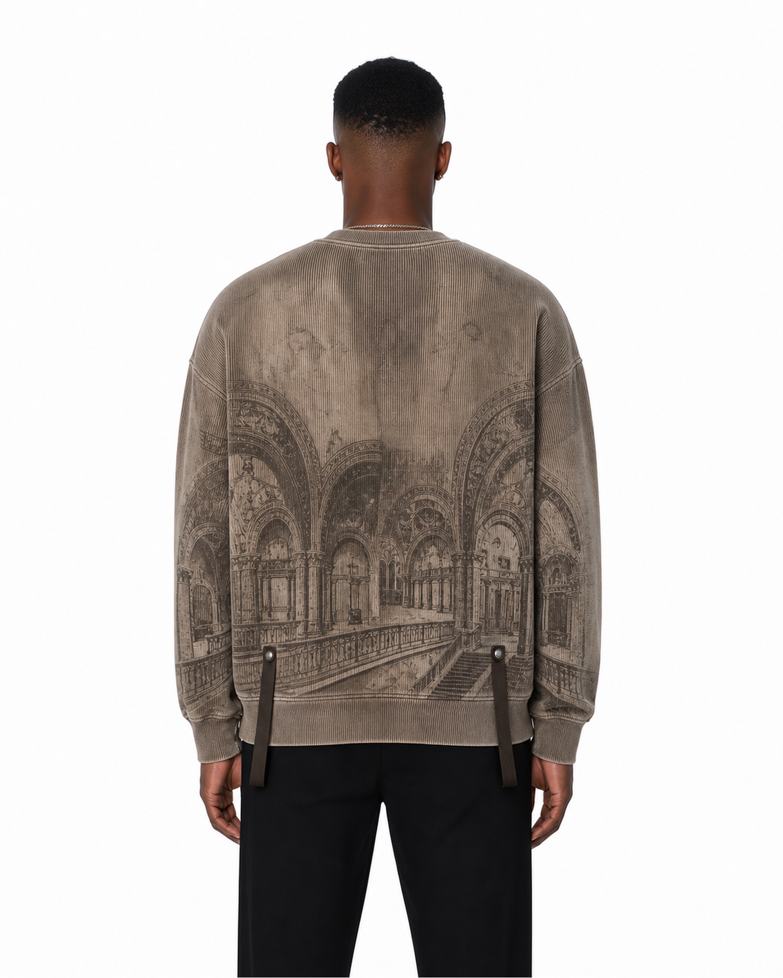 METRO Stone Arcade Crewneck back product view on a white background