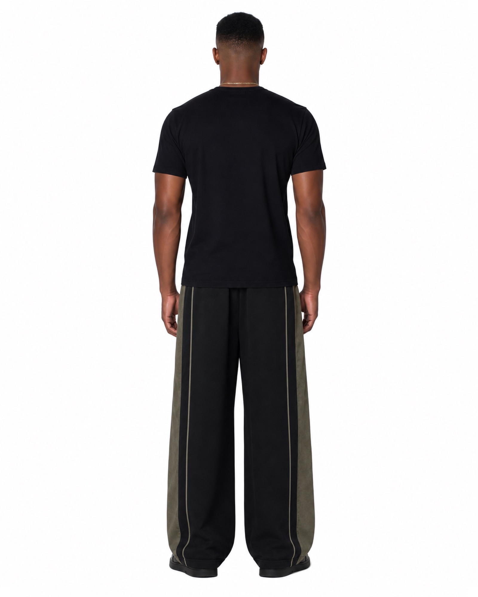 METRO Moss Line Wide Track Pants back product view on a white background