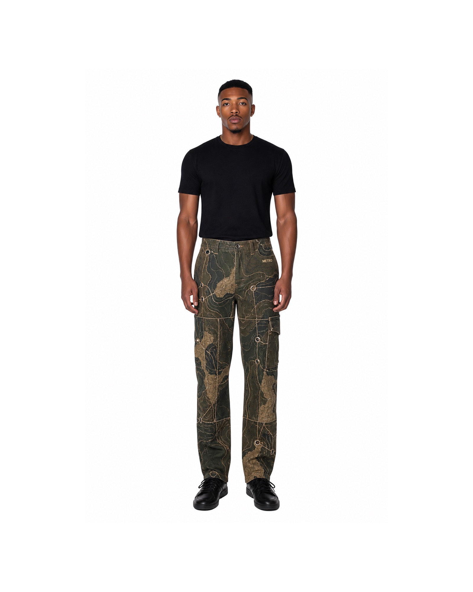 METRO Field Camo Cargo Pants front product view on a white background