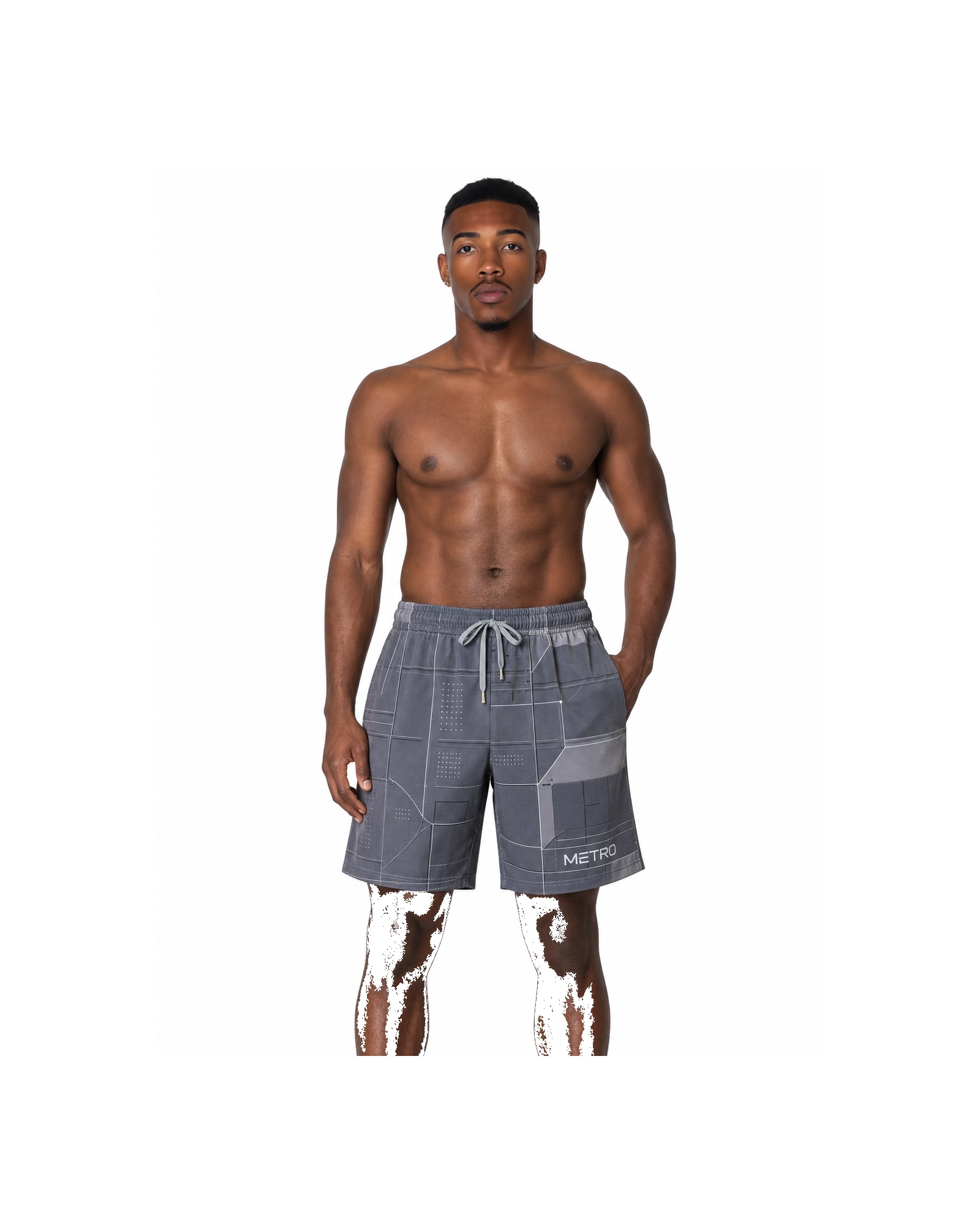 METRO Slate Platform Shorts front product view on a white background