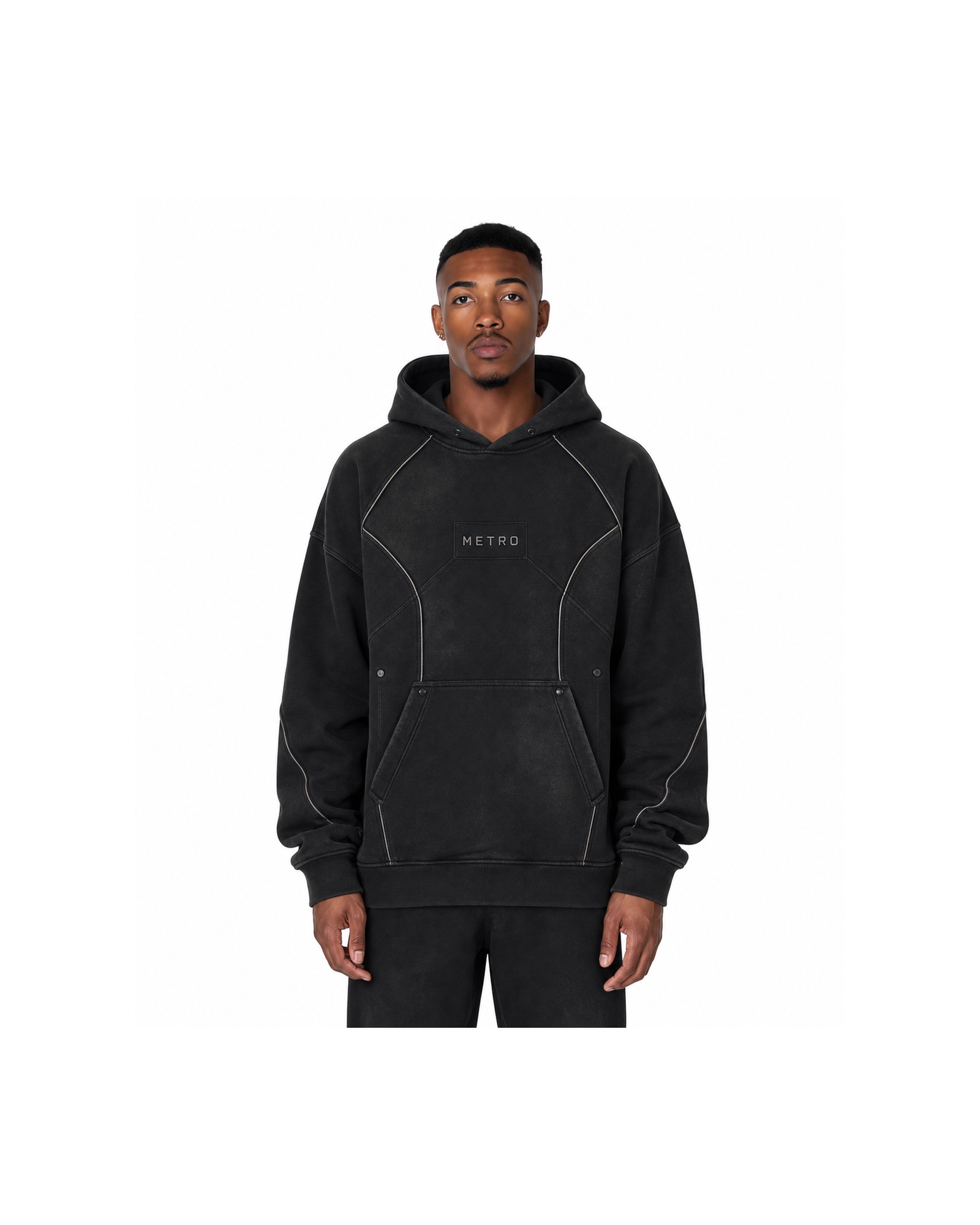 METRO Obsidian Curve Zip Hoodie front product view on a white background