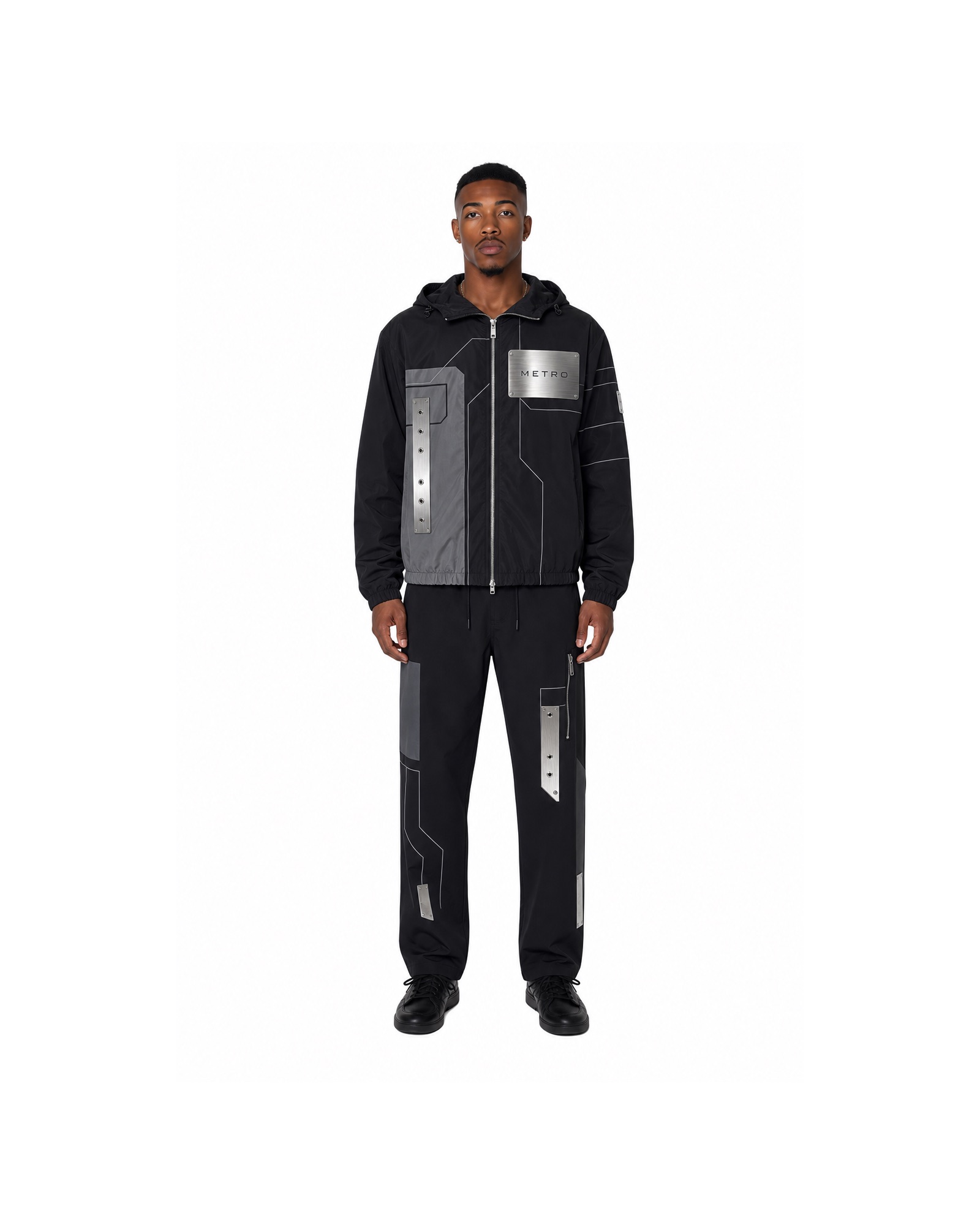METRO Night Utility Grid Tracksuit front product view on a white background