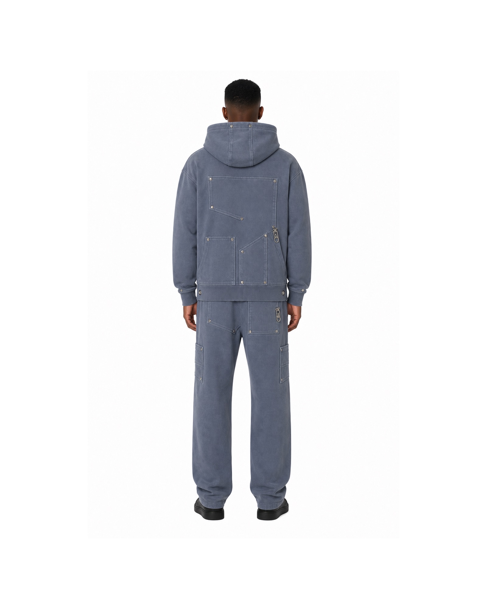 METRO Slate Terminal Hoodie Set back product view on a white background
