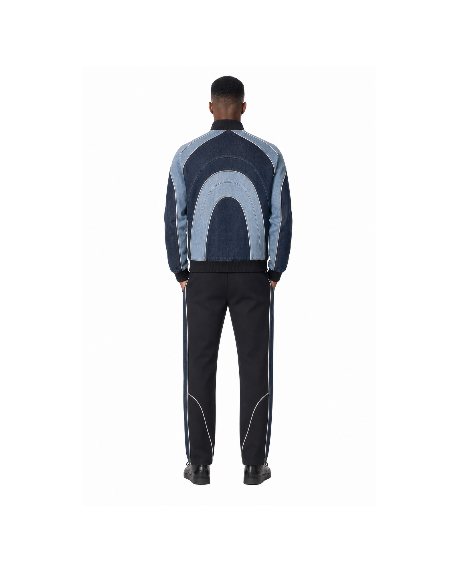 METRO Navy Arch Track Jacket back product view on a white background