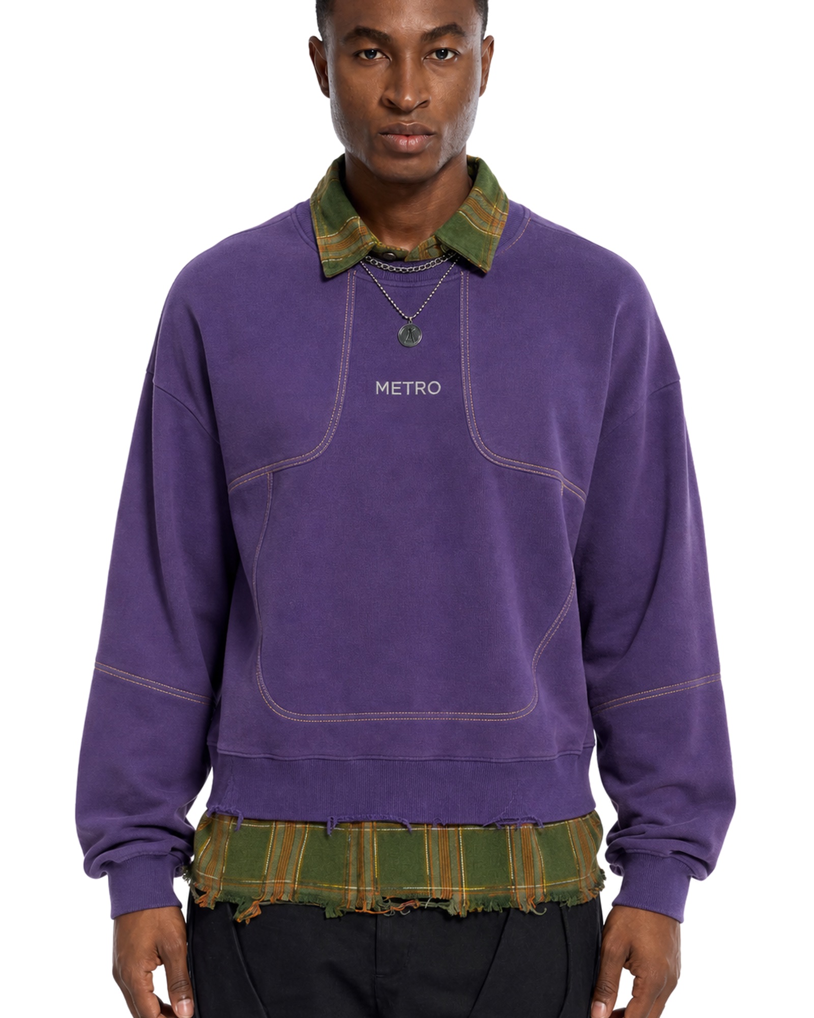 METRO Violet Layer Collar Sweatshirt front product view on a white background
