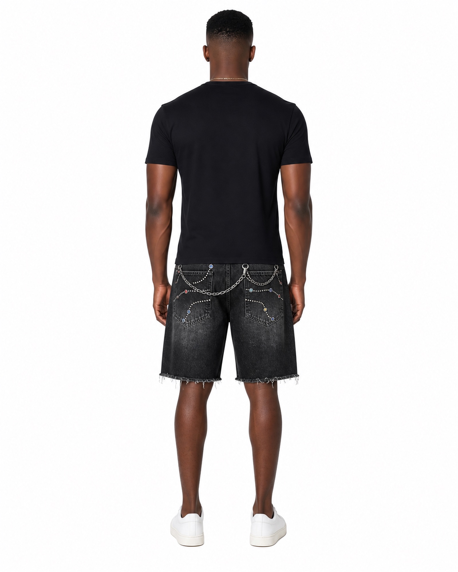 METRO Black Prism Shorts Set back product view on a white background