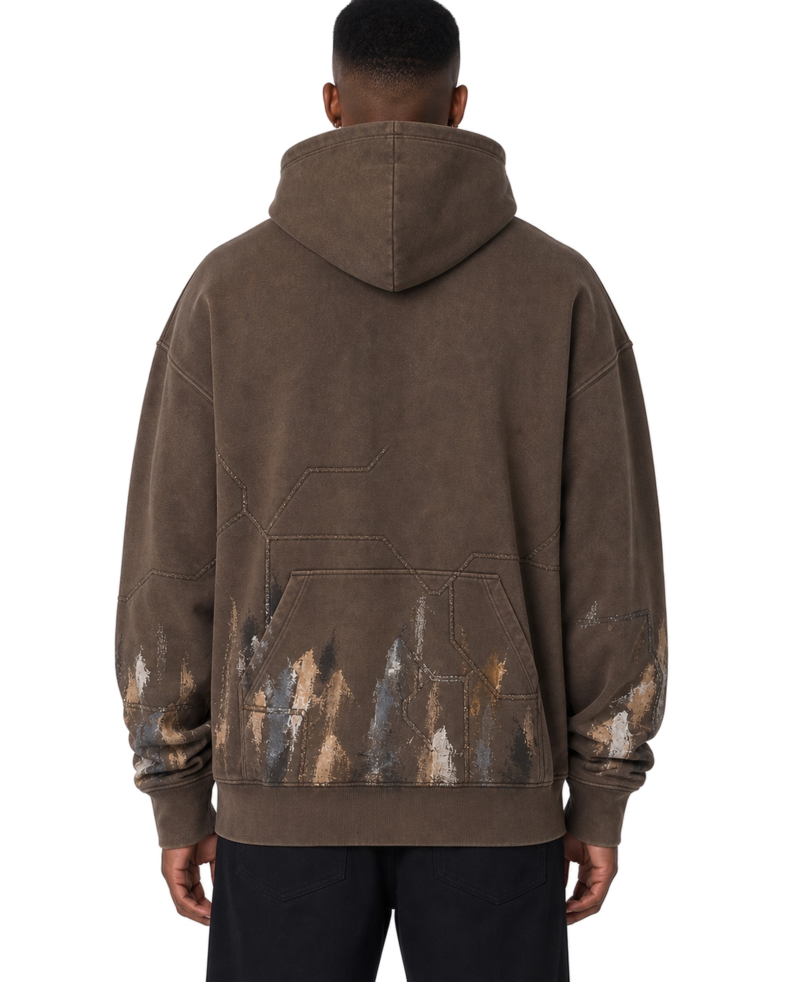 METRO Emberline Washed Hoodie back product view on a white background