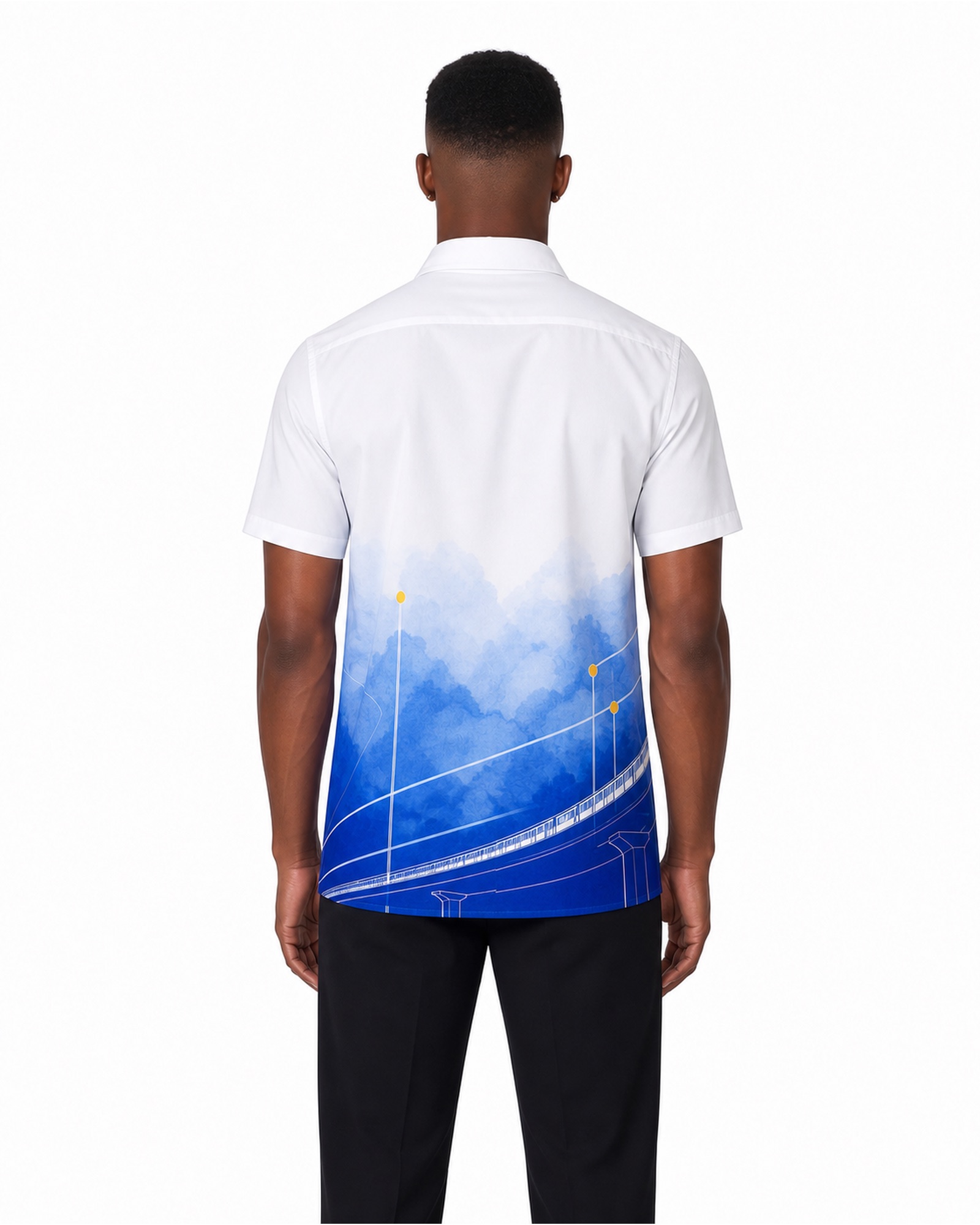 METRO Blue Horizon Polo back product view on a white background