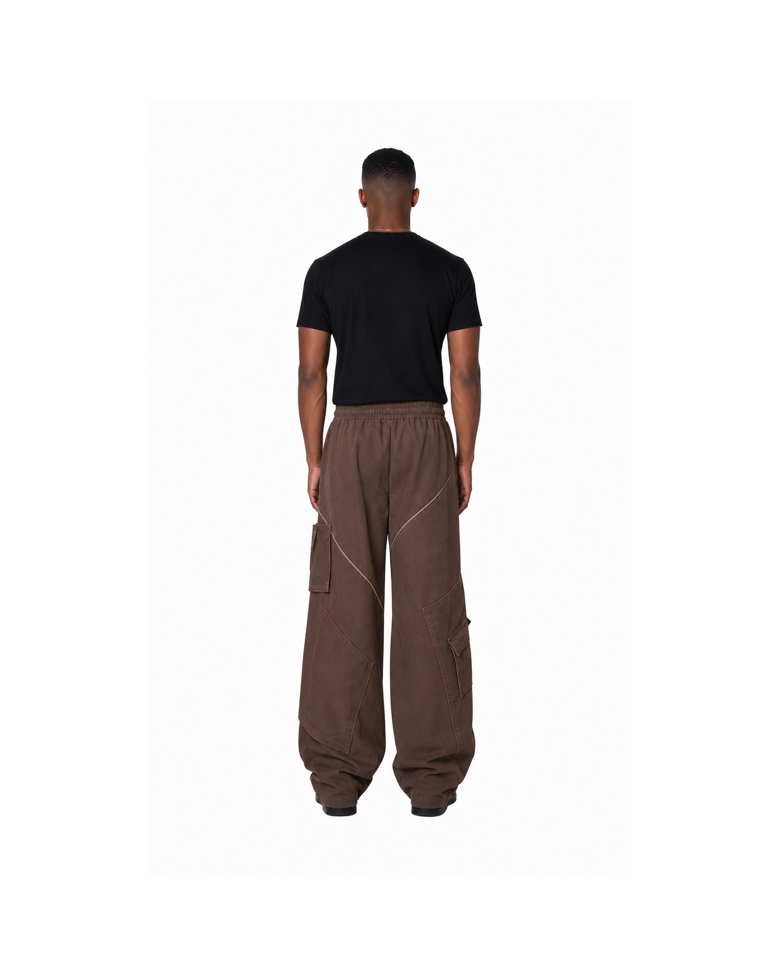 METRO Brown Spur Cargo Pants back product view on a white background