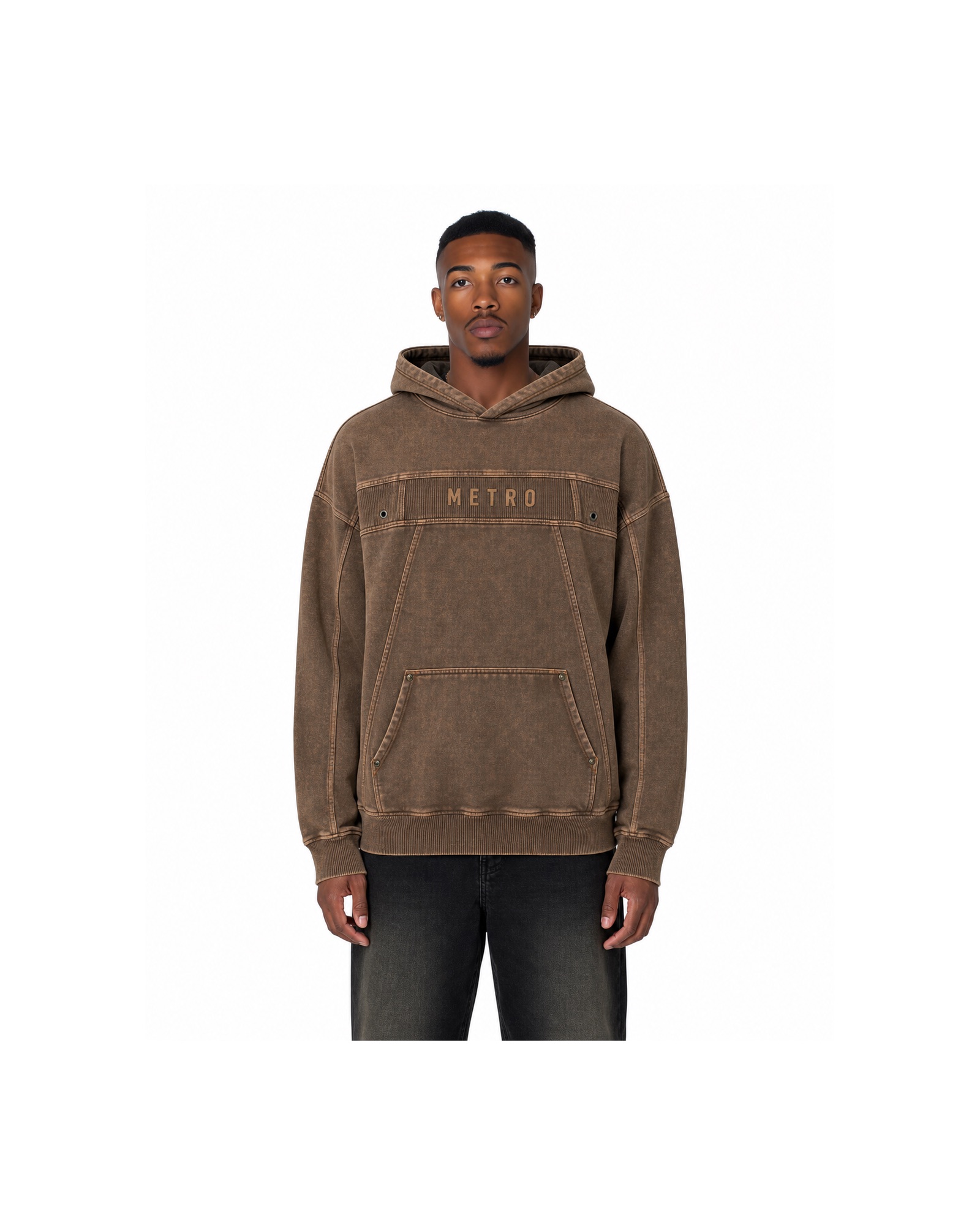 METRO Copper Relay Hoodie front product view on a white background