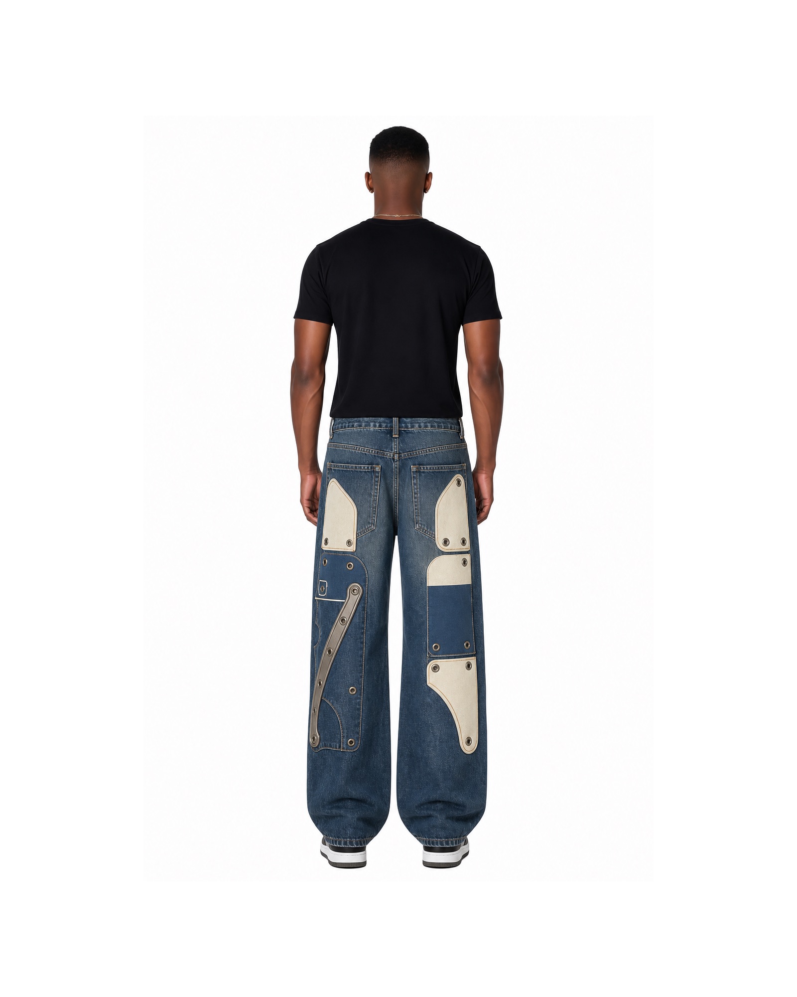 METRO Dockyard Patch Jeans back product view on a white background