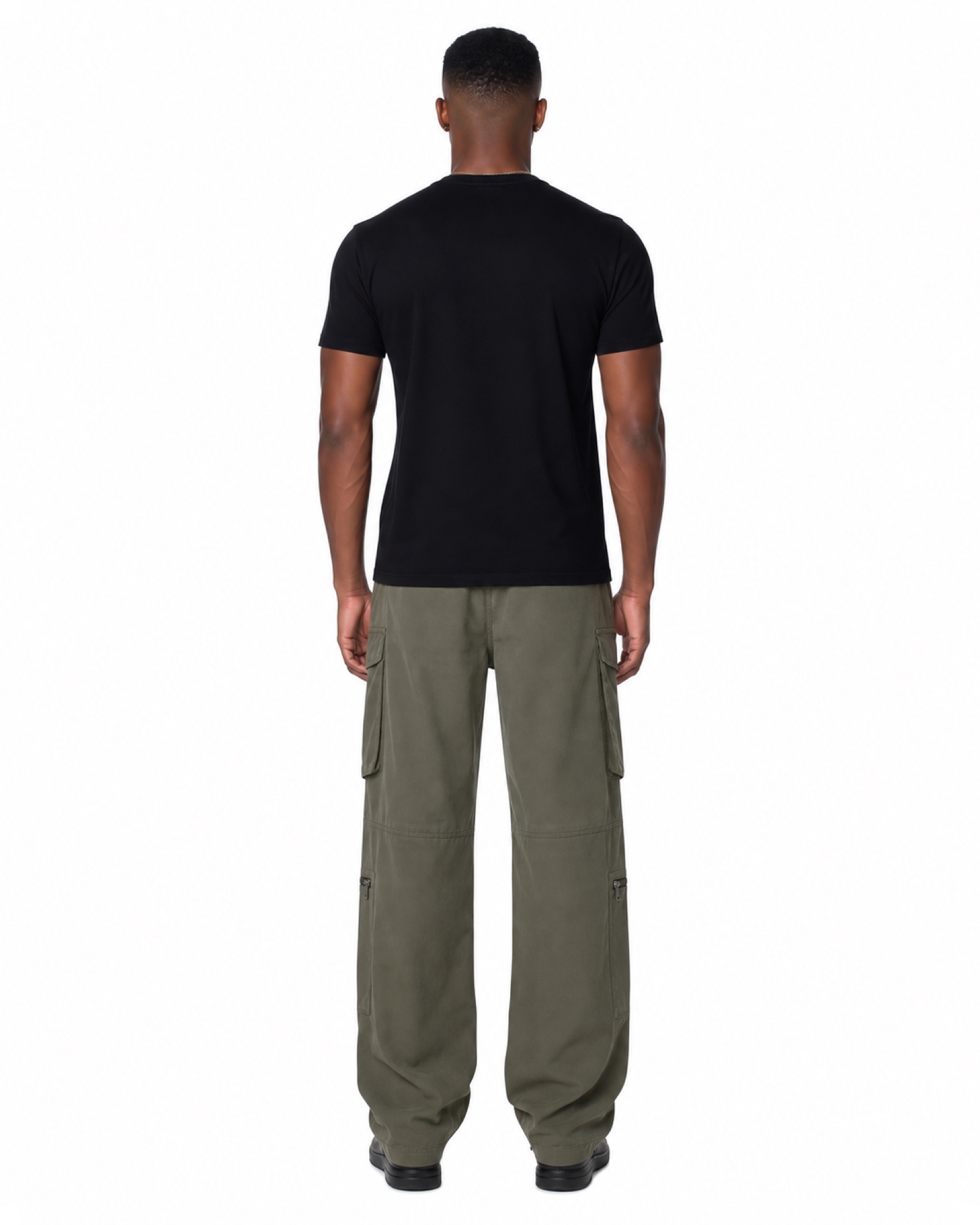 METRO Olive Switch Cargo Trousers back product view on a white background