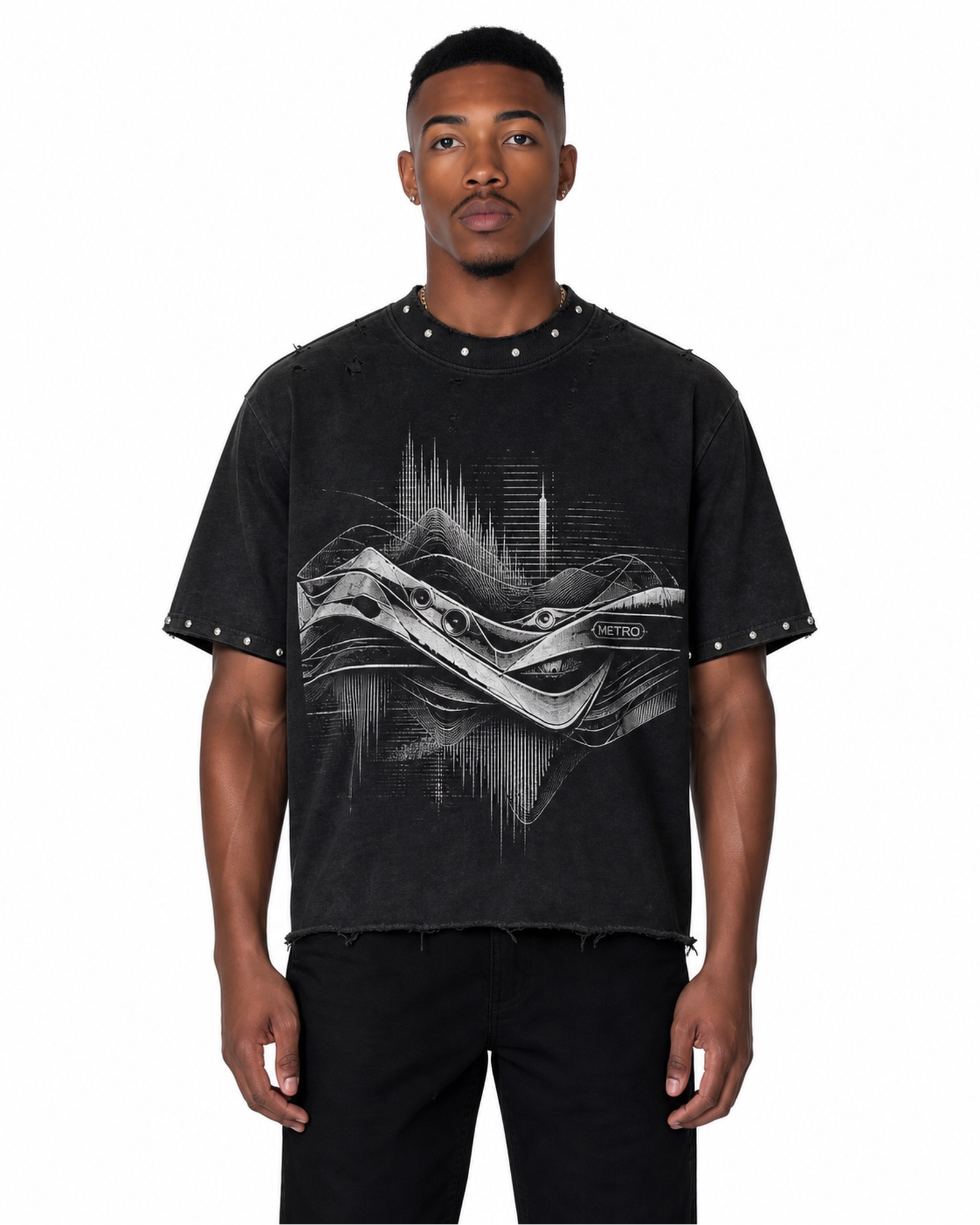 METRO Abyss Current Graphic Tee front product view on a white background