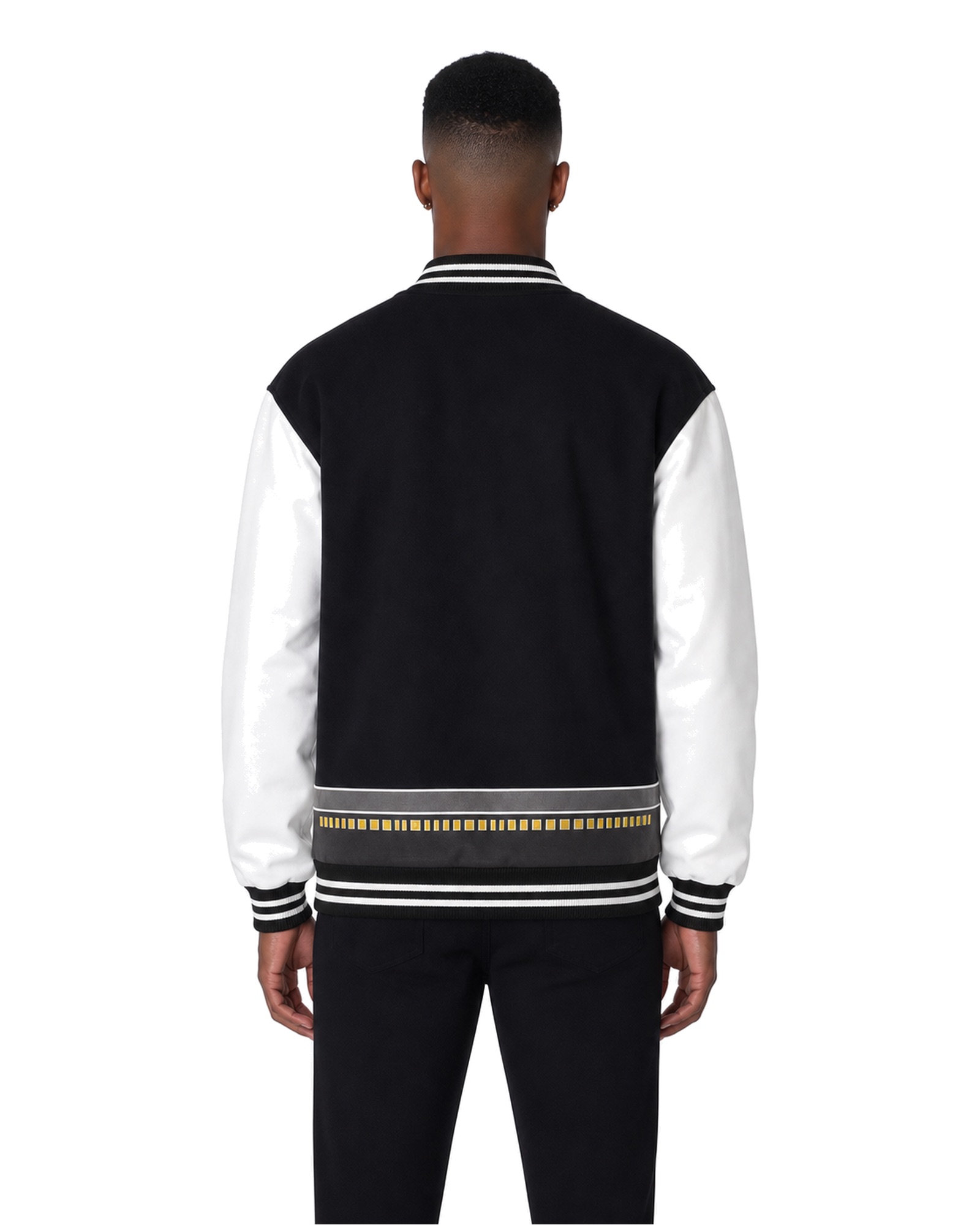 METRO Midnight Express Varsity Jacket back product view on a white background