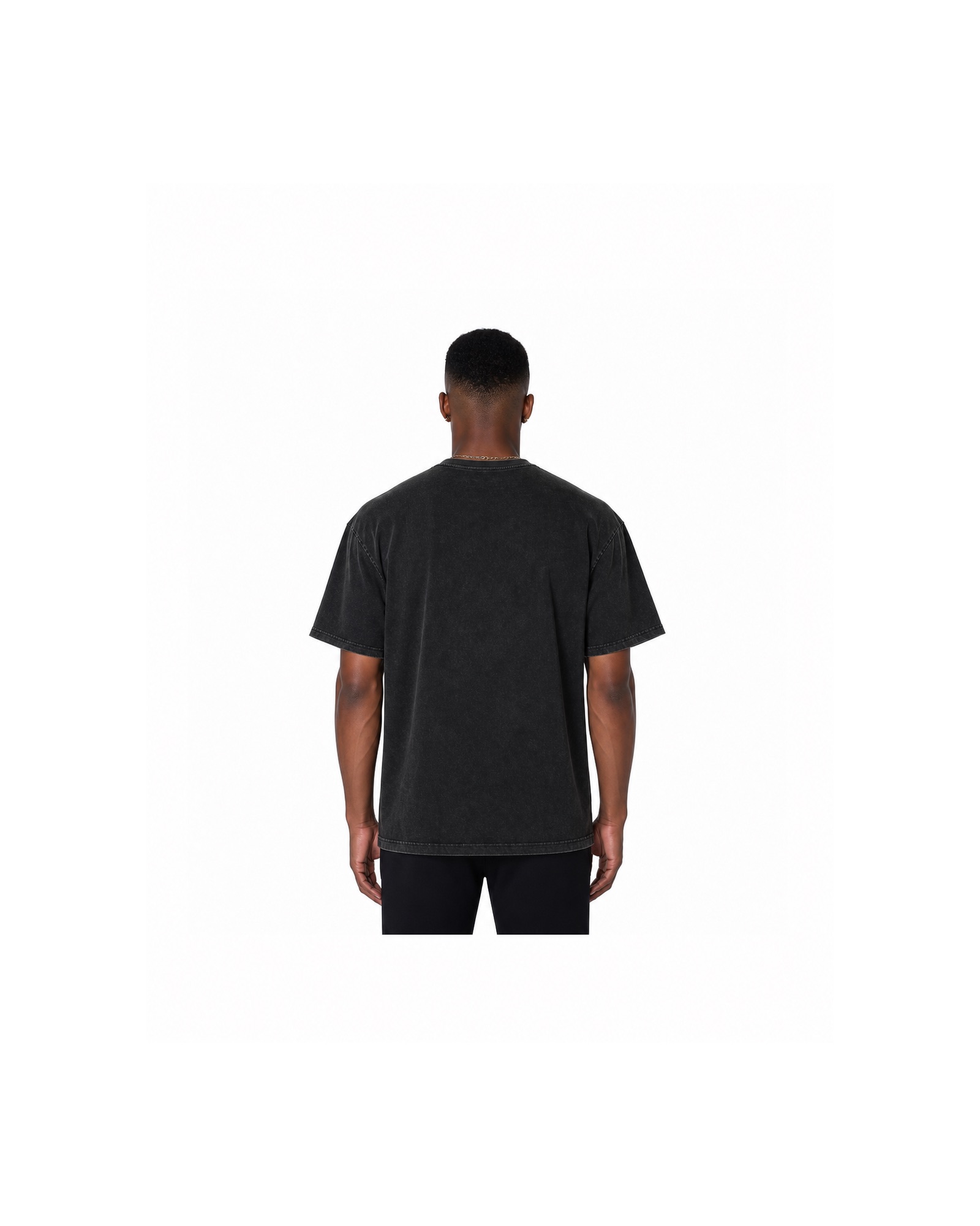 METRO Black Grid Oversized Tee back product view on a white background