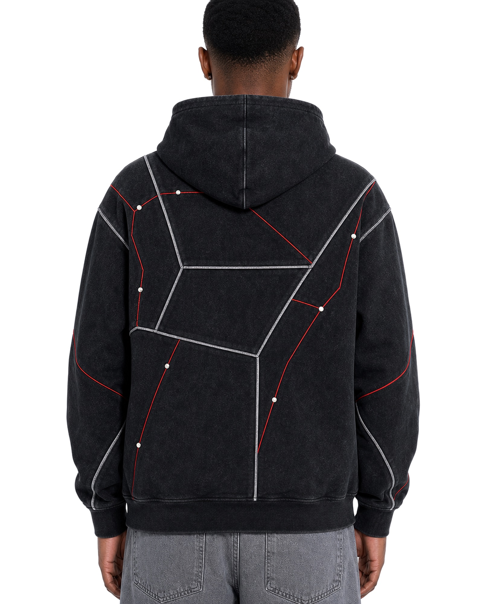 METRO Redline Network Hoodie back product view on a white background