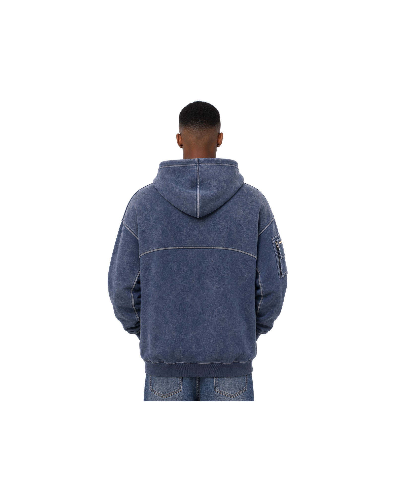 METRO Indigo Tunnel Hoodie back product view on a white background