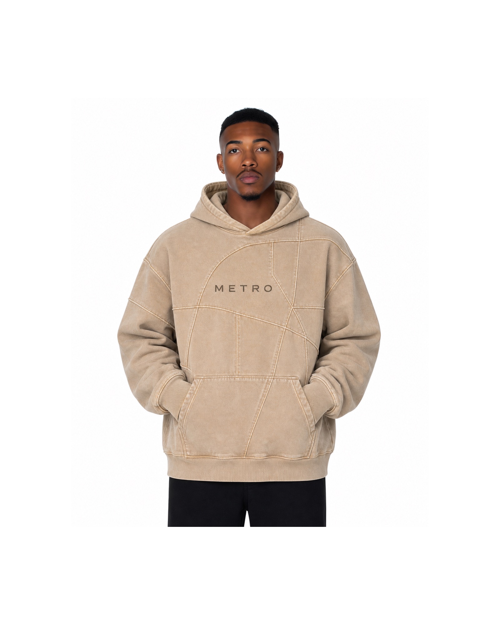 METRO Sandstone Platform Hoodie front product view on a white background