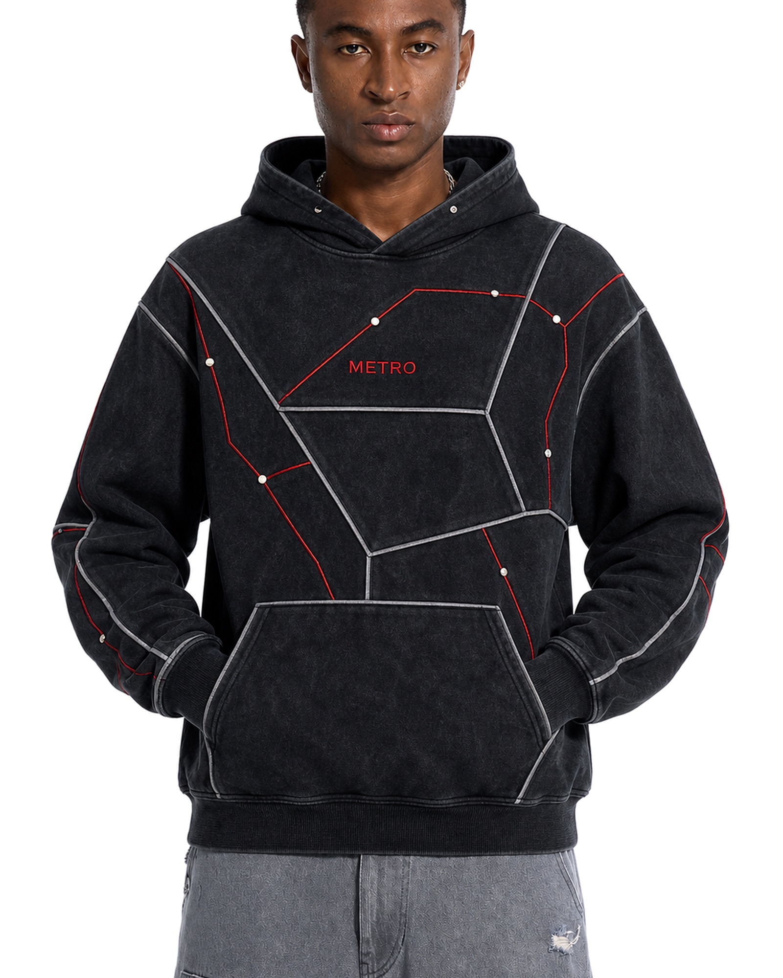 METRO Redline Network Hoodie front product view on a white background
