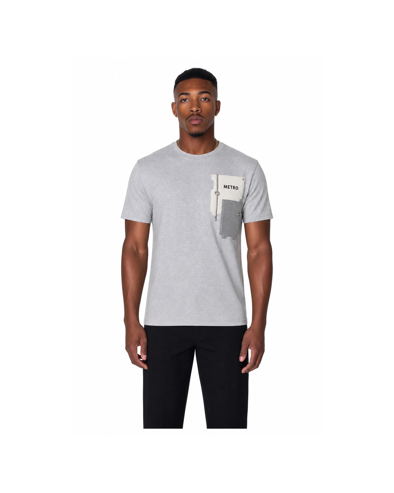 METRO Concrete Pocket Panel Tee front product view on a white background