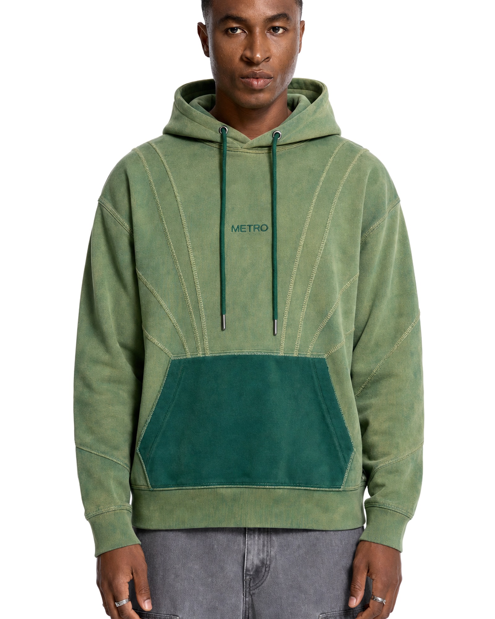 METRO Moss Platform Hoodie front product view on a white background