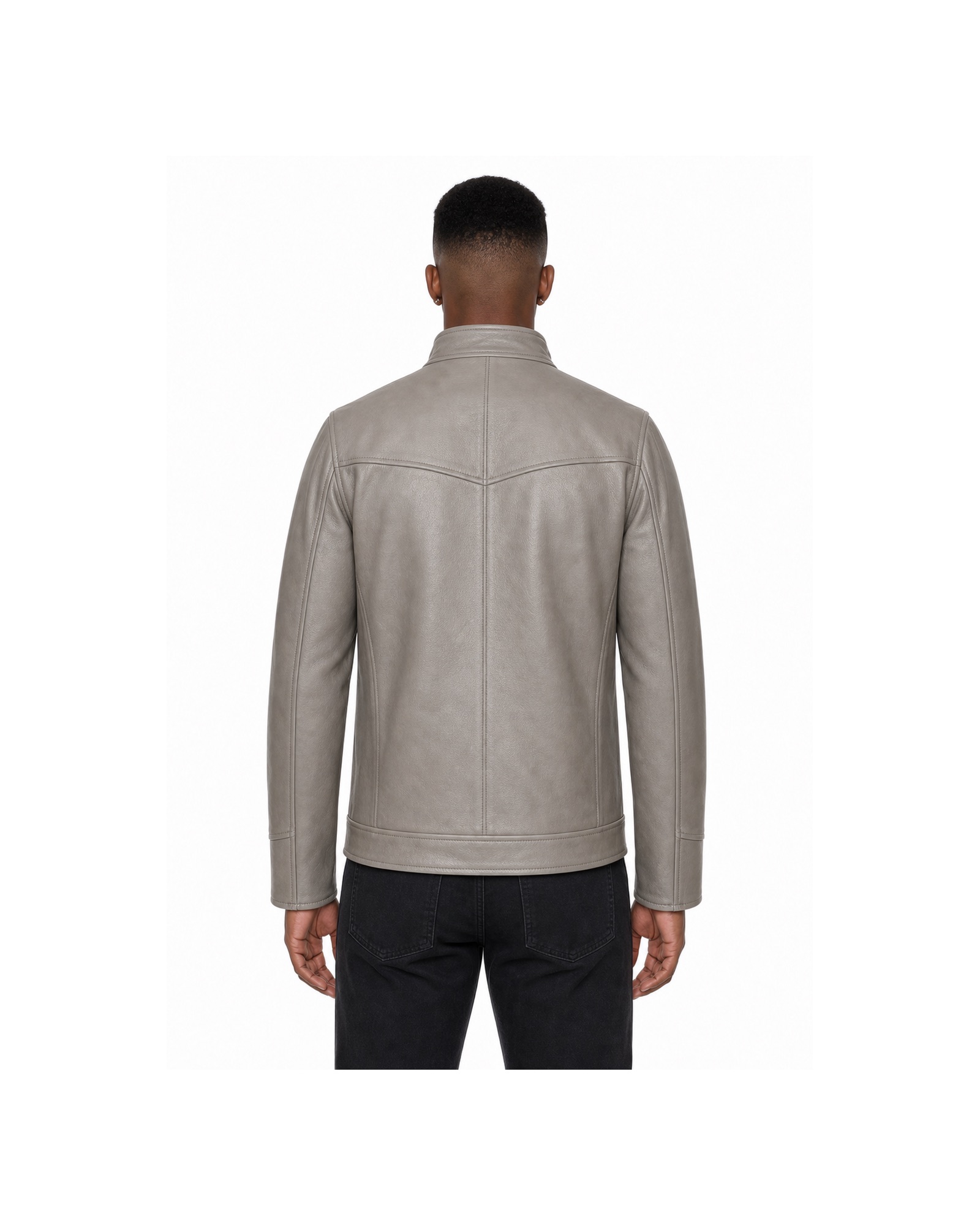 METRO Silver Depot Leather Jacket back product view on a white background