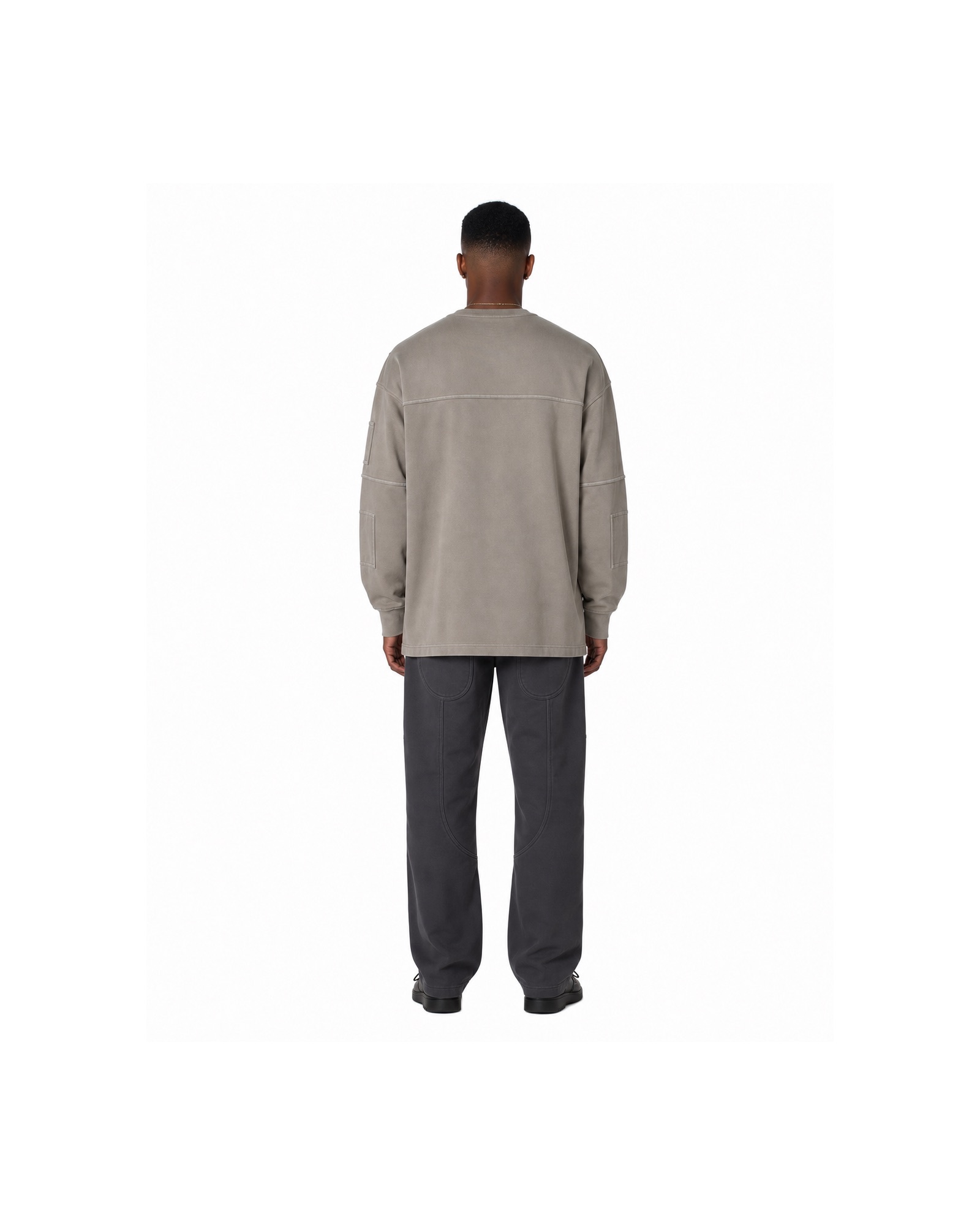METRO Taupe Route Long-Sleeve Tee back product view on a white background