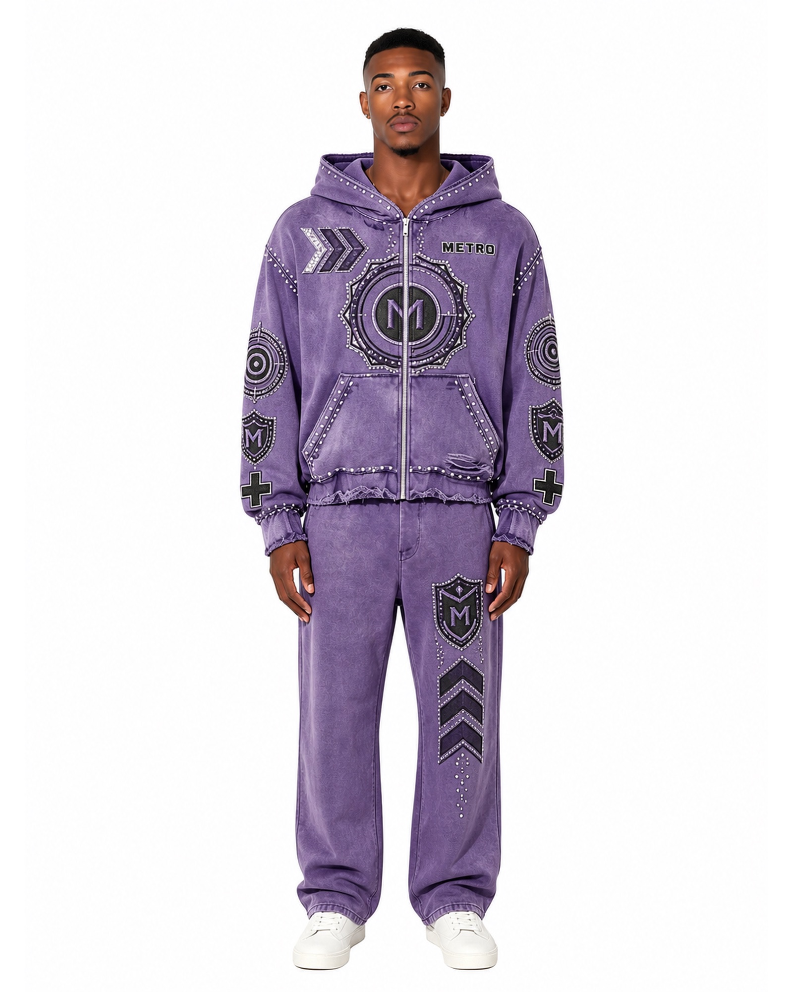 METRO Violet Medallion Tracksuit front product view on a white background