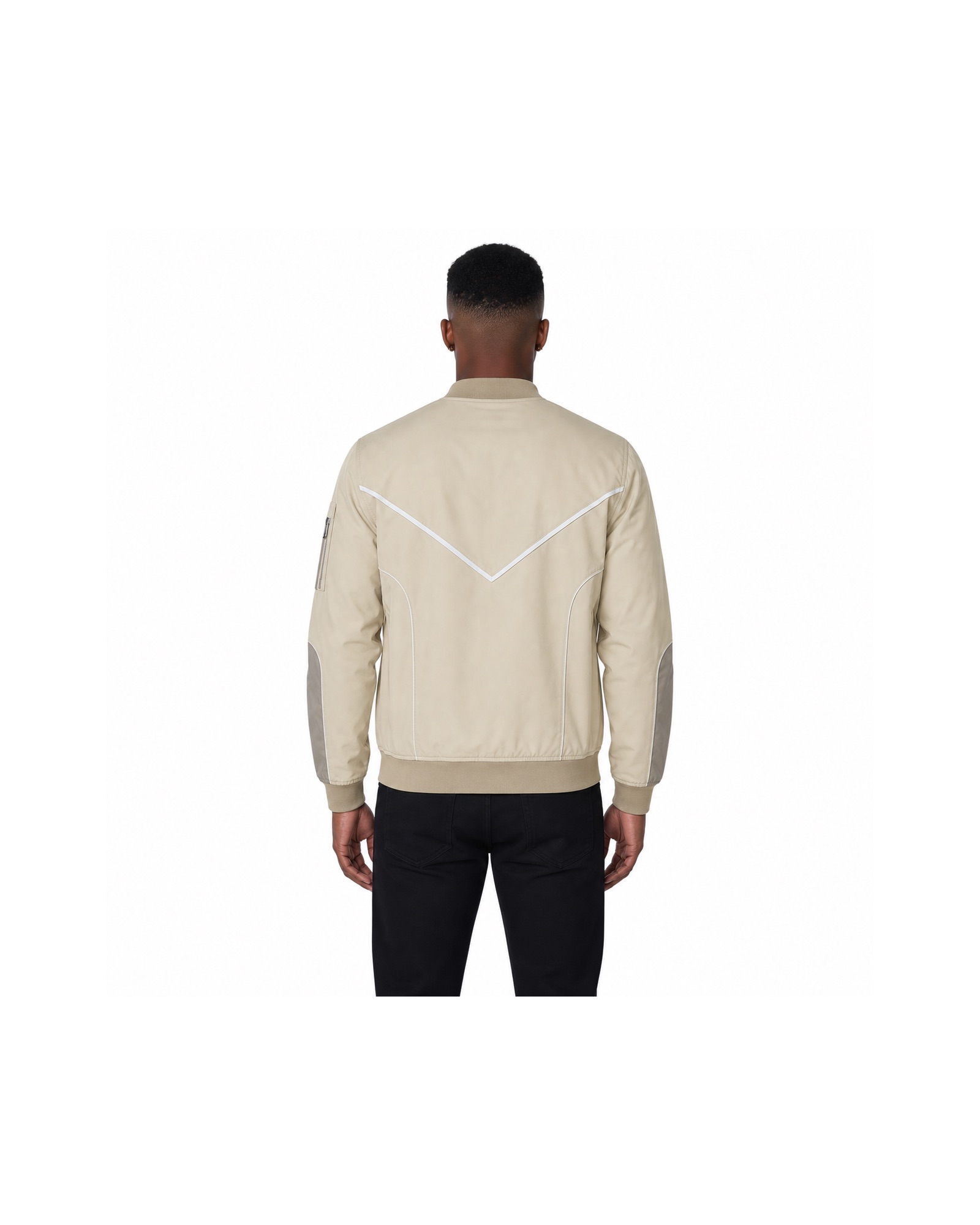 METRO Porcelain Chevron Racer Jacket back product view on a white background