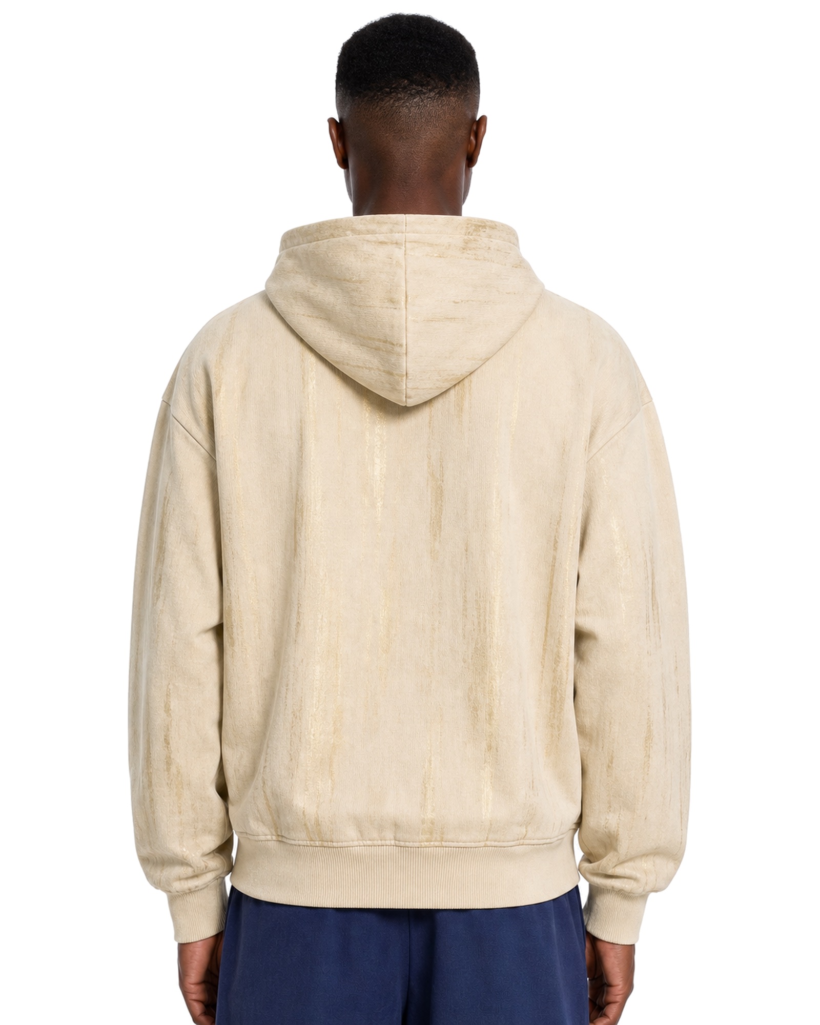 METRO Ivory Junction Zip Hoodie back product view on a white background